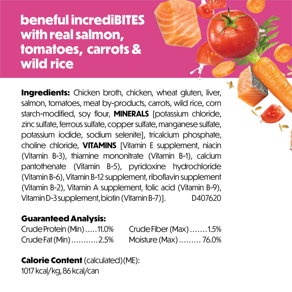 Beneful con 23 vitaminas y minerales para nutrición equilibrada.