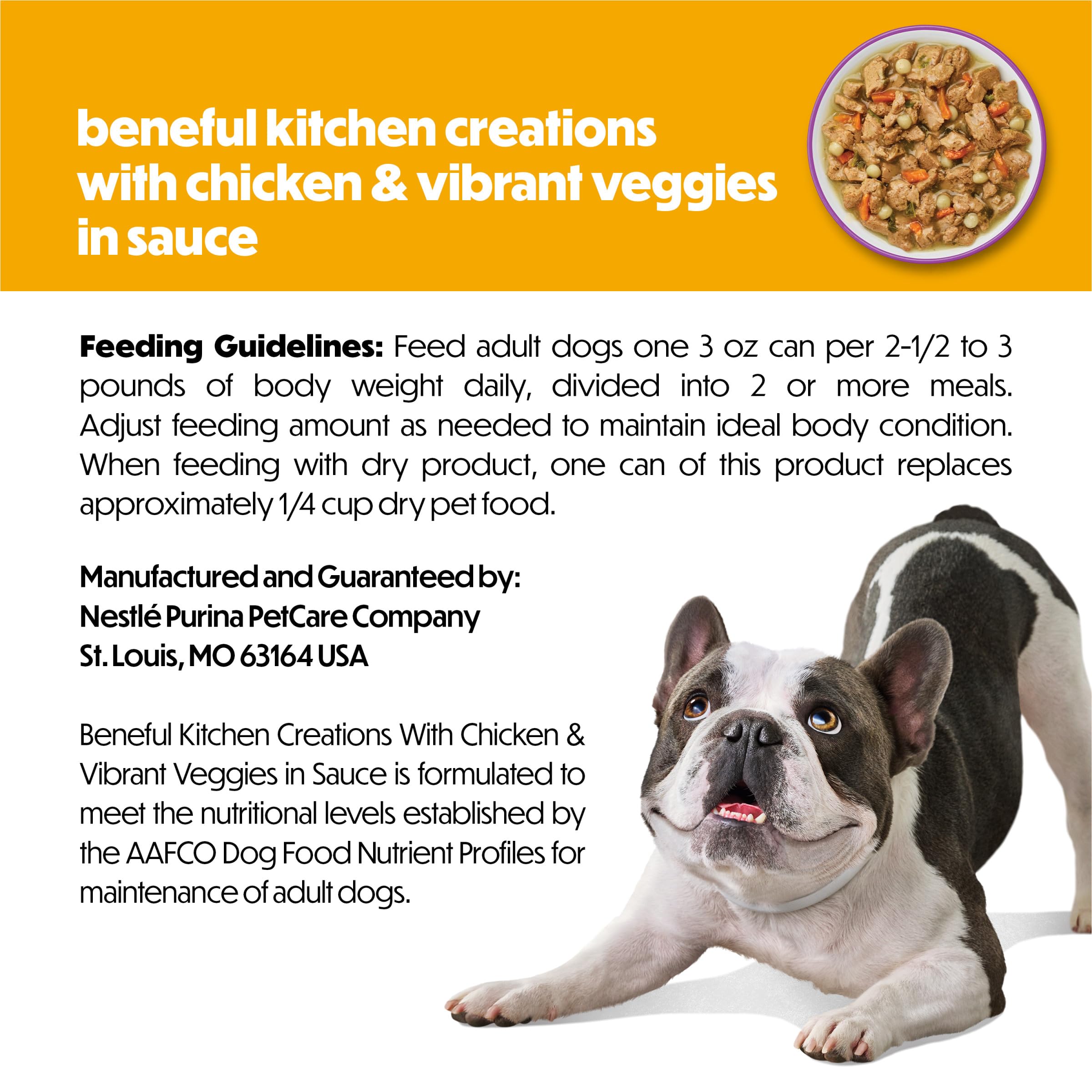 Beneful Kitchen Creations pollo-pasta-zanahoria-espinacas, textura agradable para masticar