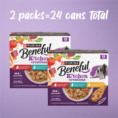 Beneful Medleys trozos de carne real en lata, textura tierna para perros.