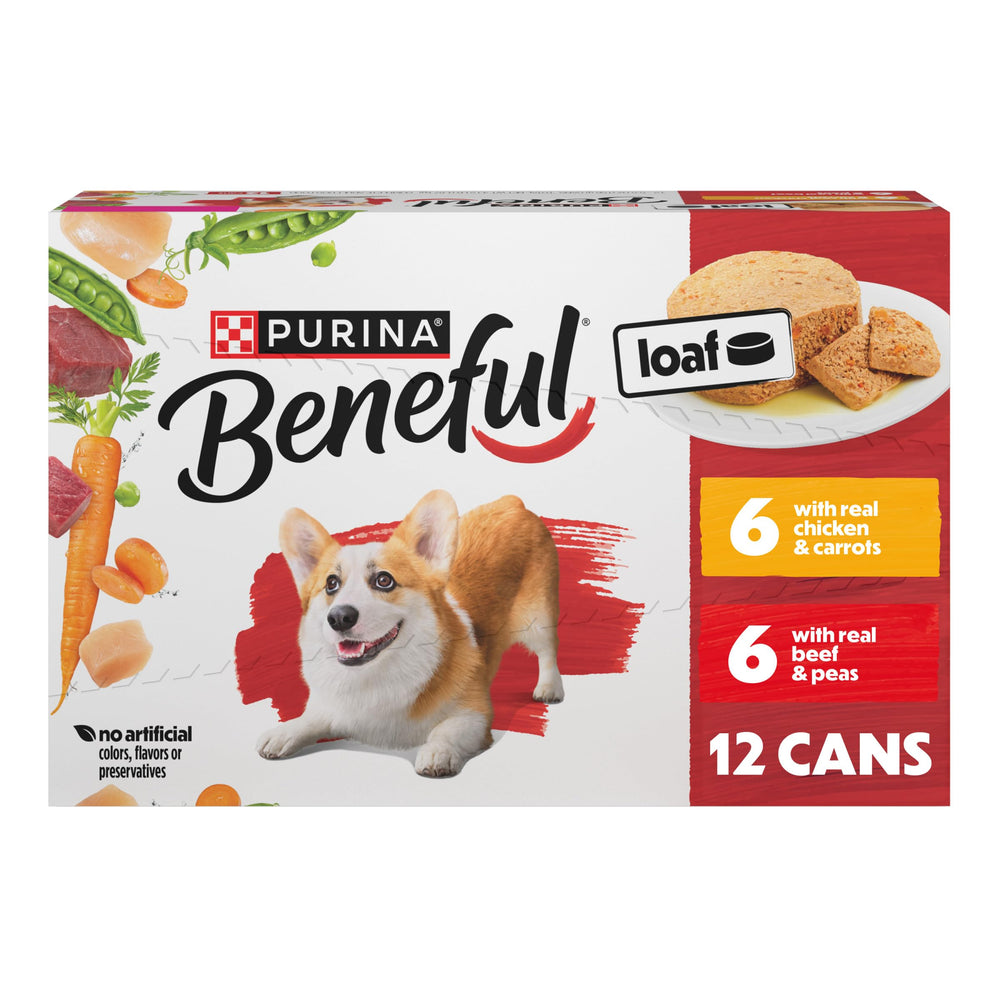 Beneful pollo y verduras en lata: carne real visible para una comida sabrosa y equilibrada.