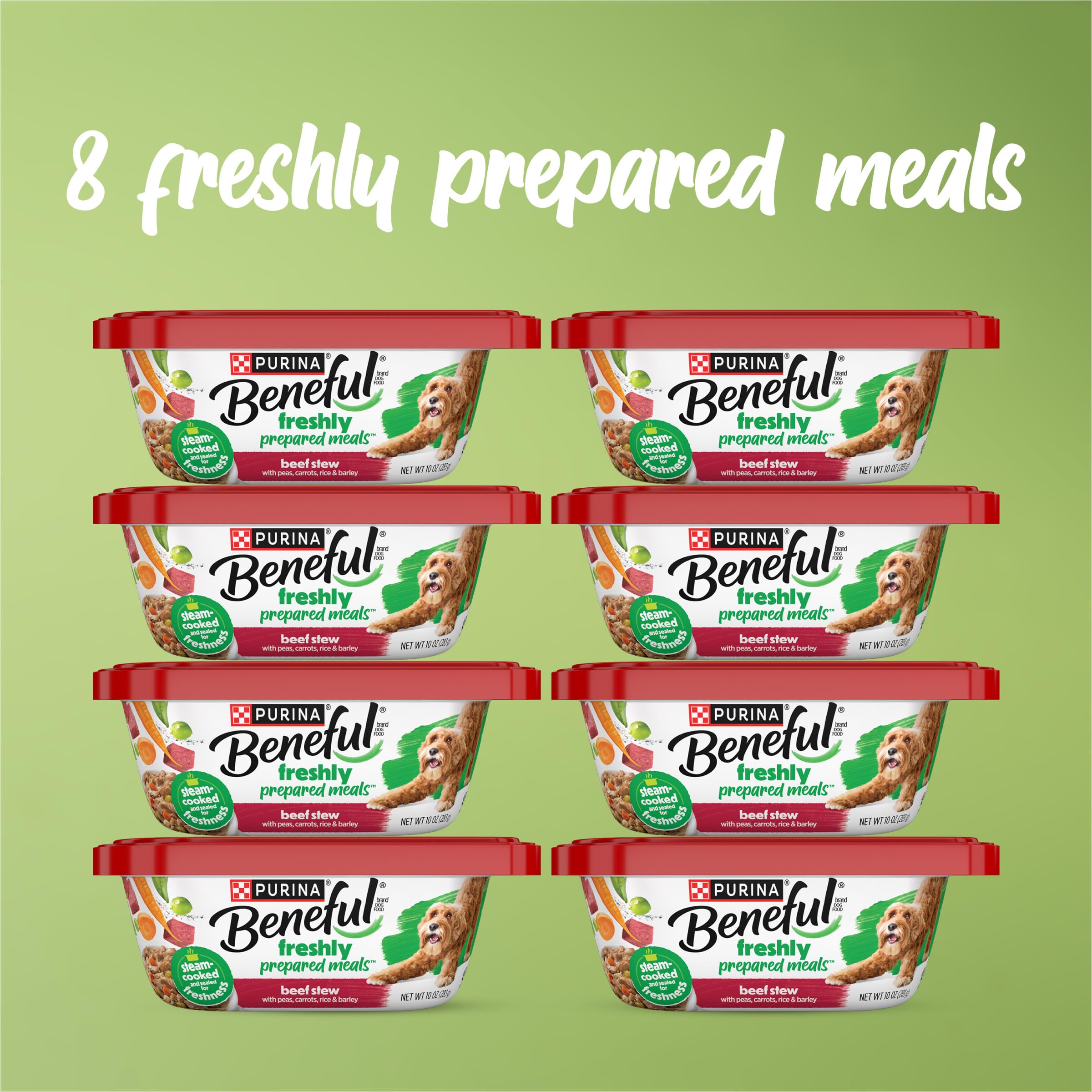 Verduras visibles en Beneful: guisantes y zanahorias para una comida completa.