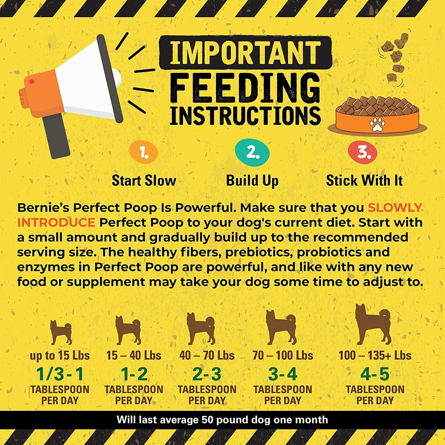 Bernie's Perfect Poop envase de 12.8 oz facilita el uso diario en casa.