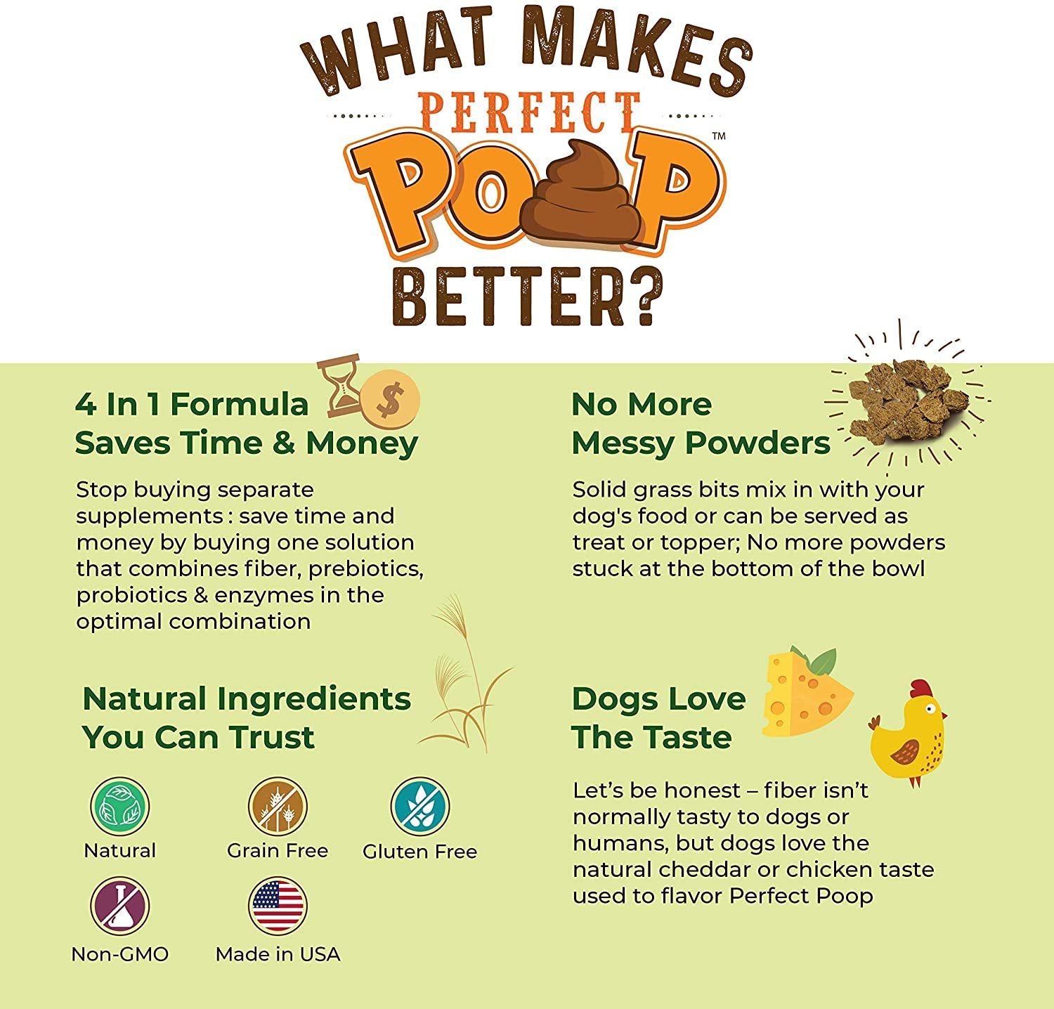 Bernie's Perfect Poop ingredientes naturales destacan fibra prebióticos y probióticos beneficiosos.