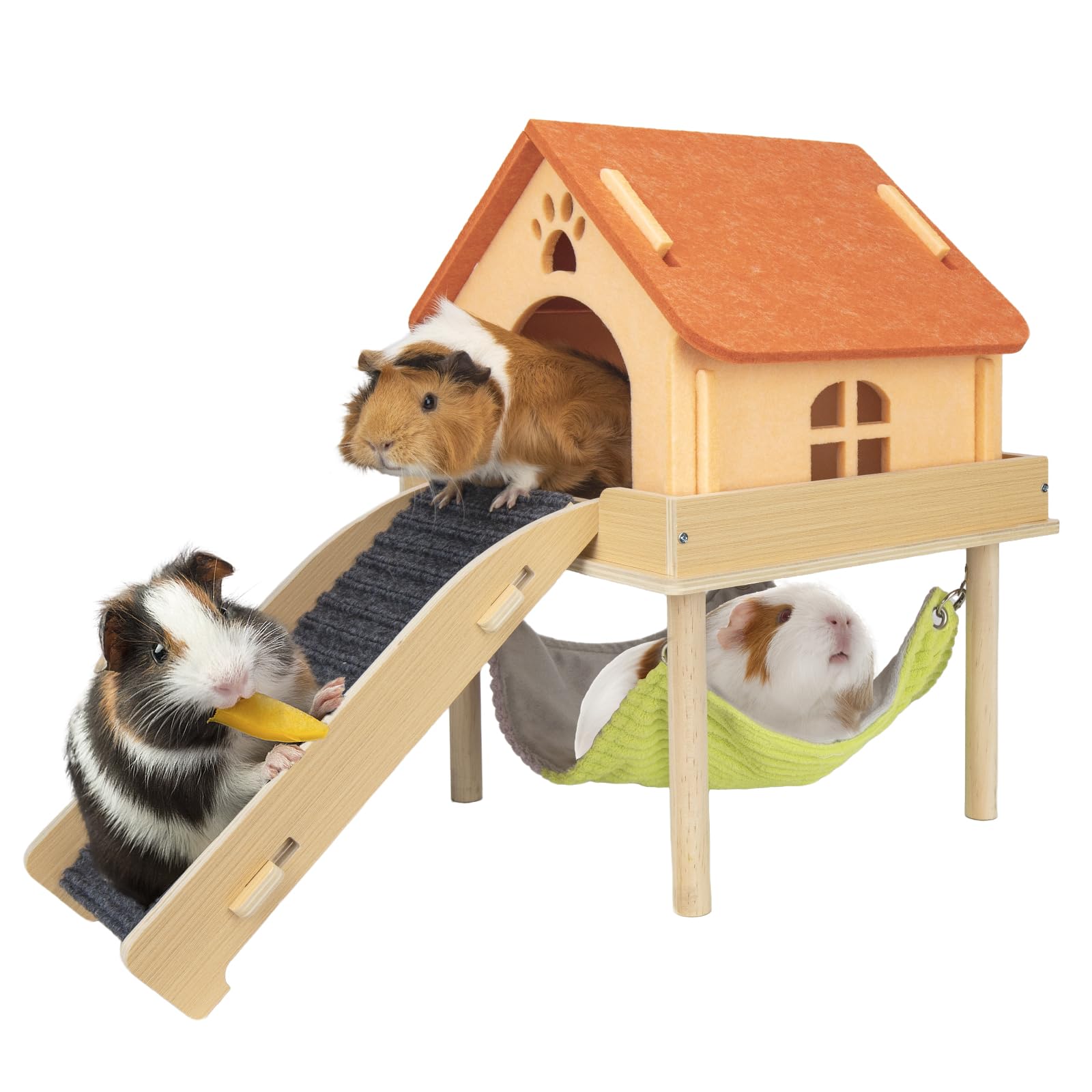 BESNEW cobaya hamaca 3 en 1 con casa y plataforma, descanso cómodo para tu mascota