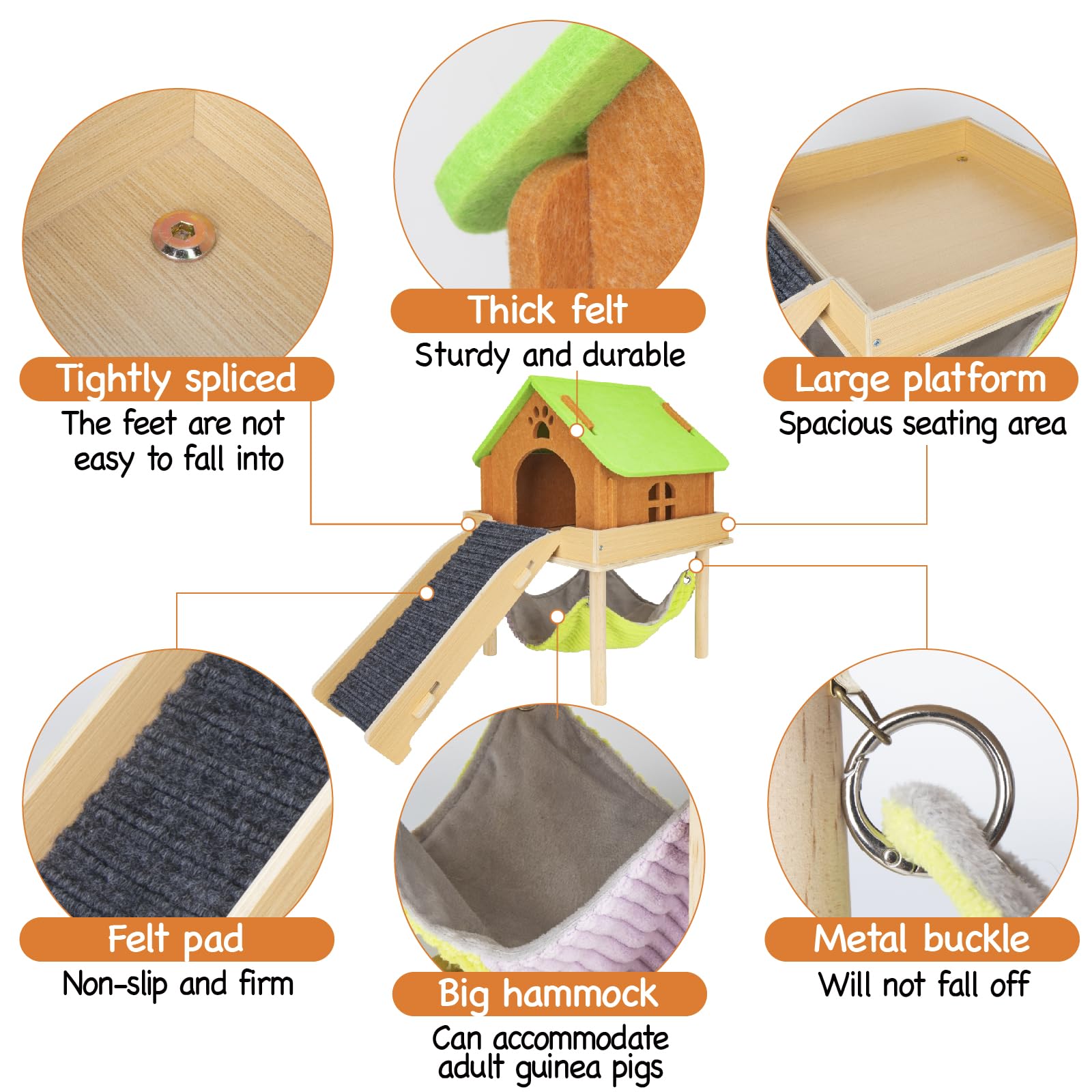 BESNEW madera-natural-conejillo-de-indias, material duradero y seguro