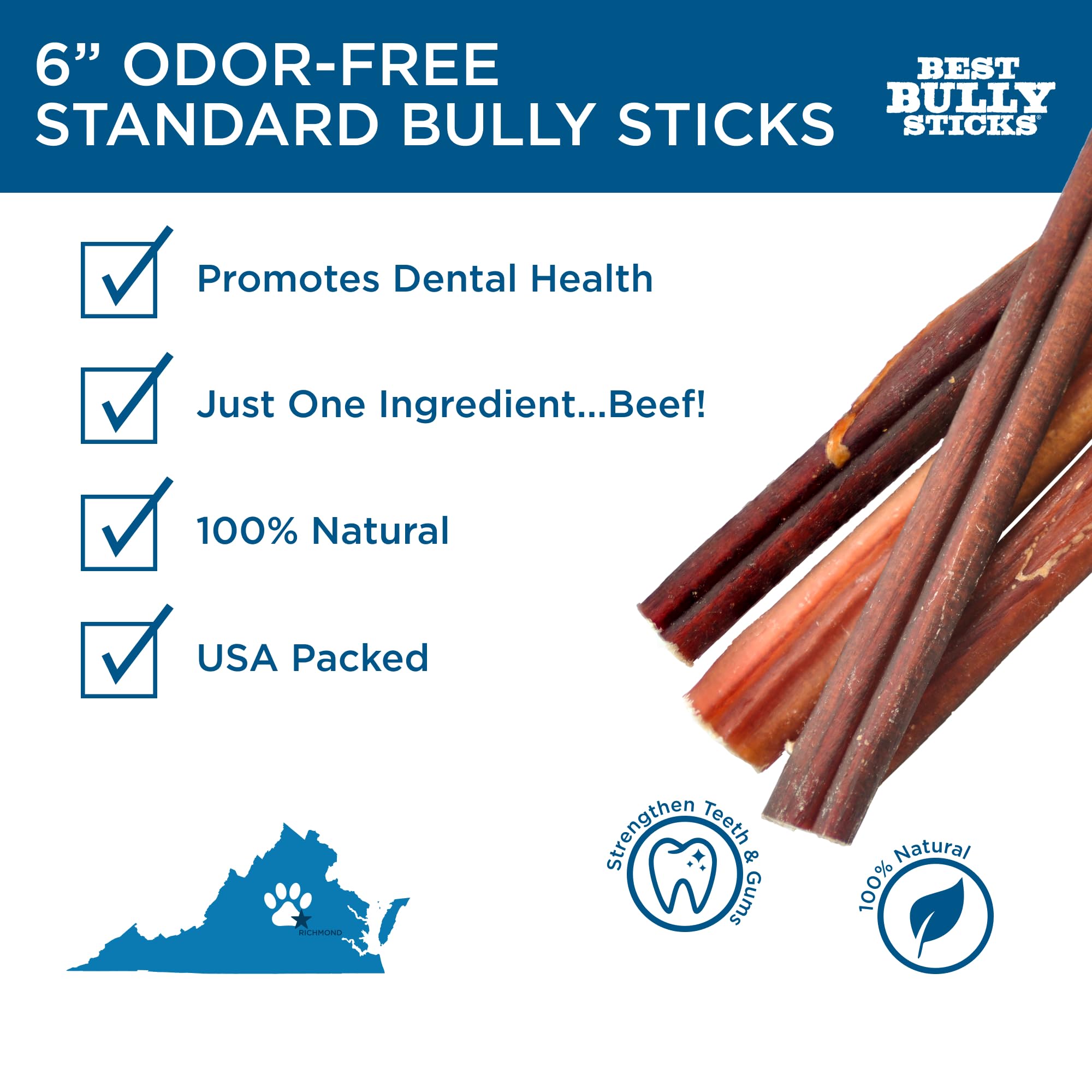 Best Bully Sticks limpieza dental con cada mordida para perros.