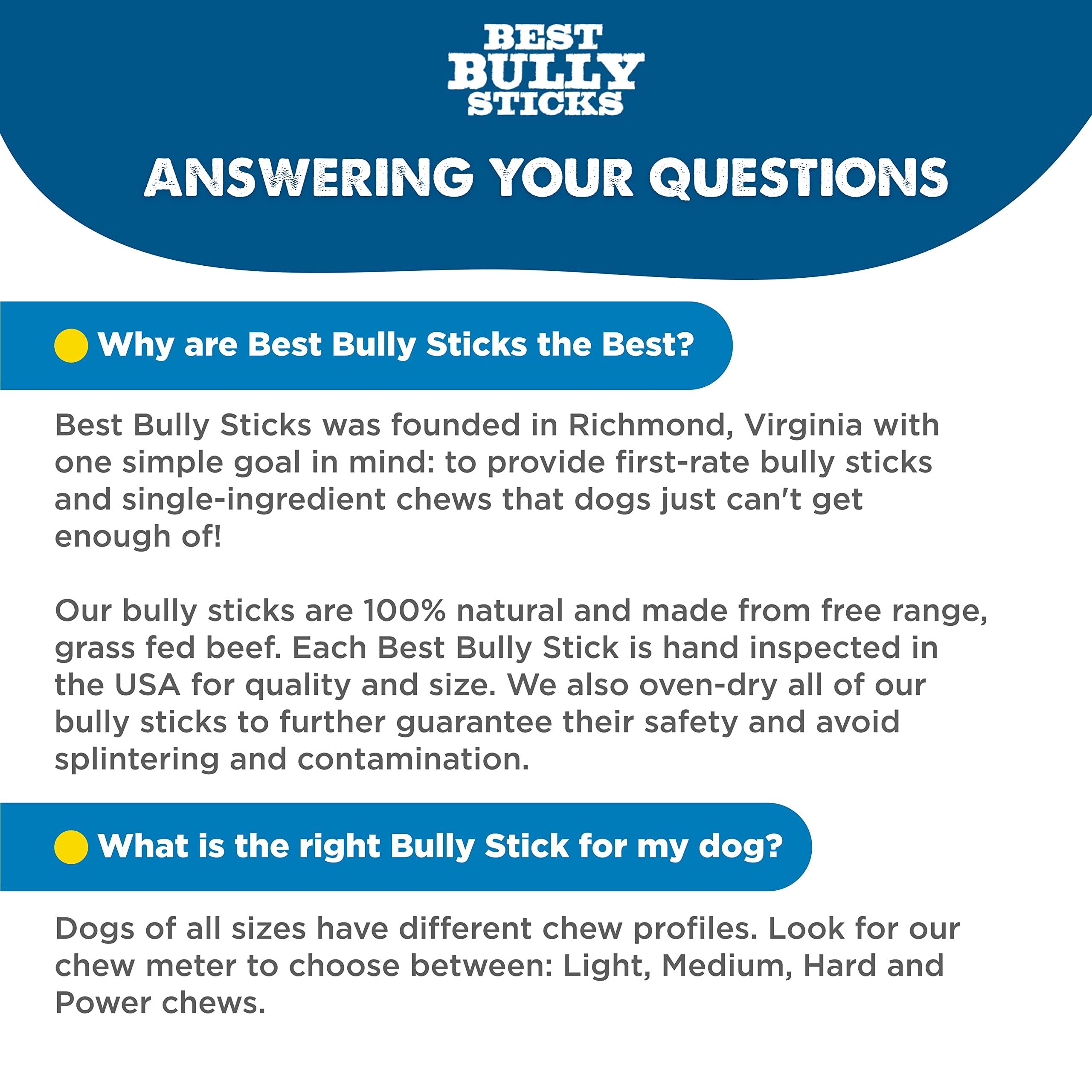 Best Bully Sticks, ingrediente único: res de alta calidad para masticar.