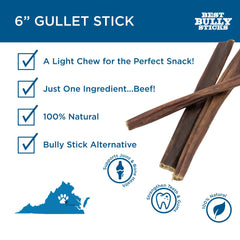Best Bully Sticks: primer plano de palitos de 6 pulgadas, textura crujiente.