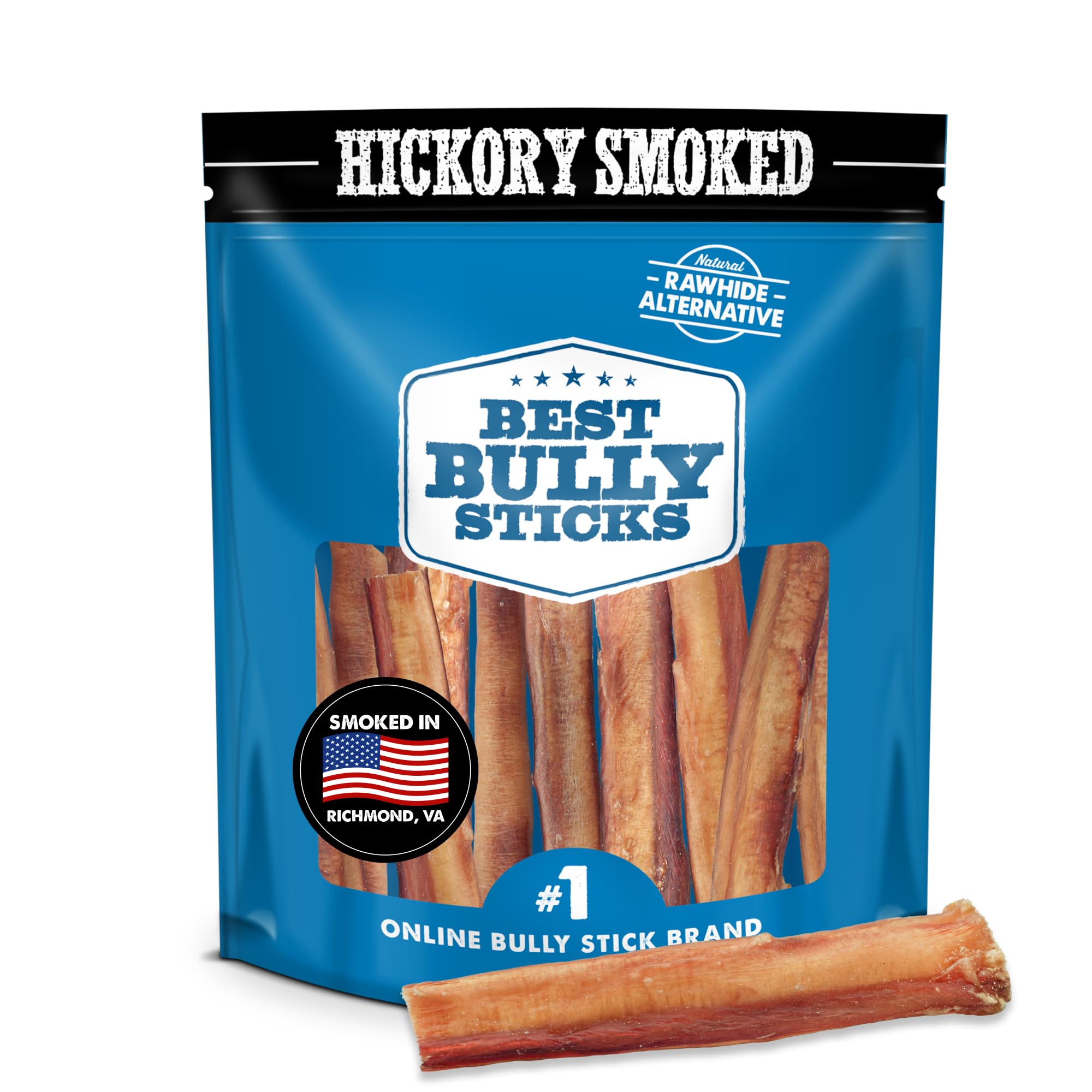 Best Bully Sticks palitos gruesos de 6 pulgadas con ahumado de nogal americano para masticar