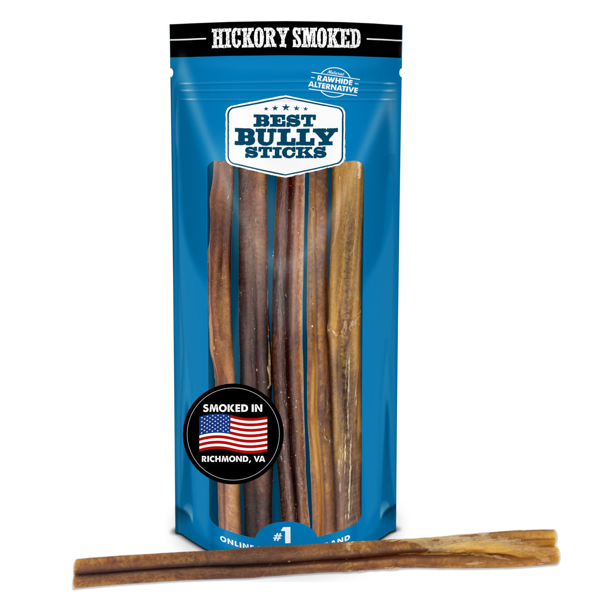 Best Bully Sticks palitos hickory de 12 pulgadas, masticación intensa para perros.