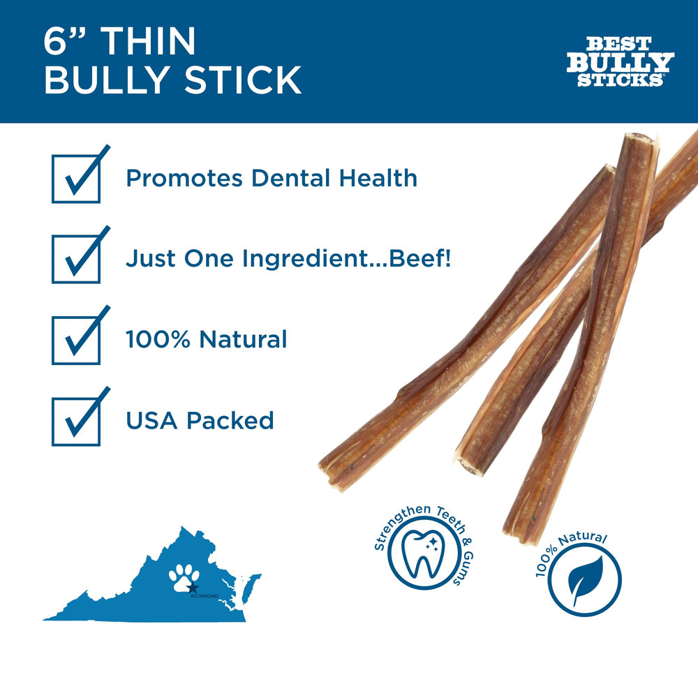 Best Bully Sticks palitos de res delgados, ideales para uso diario.