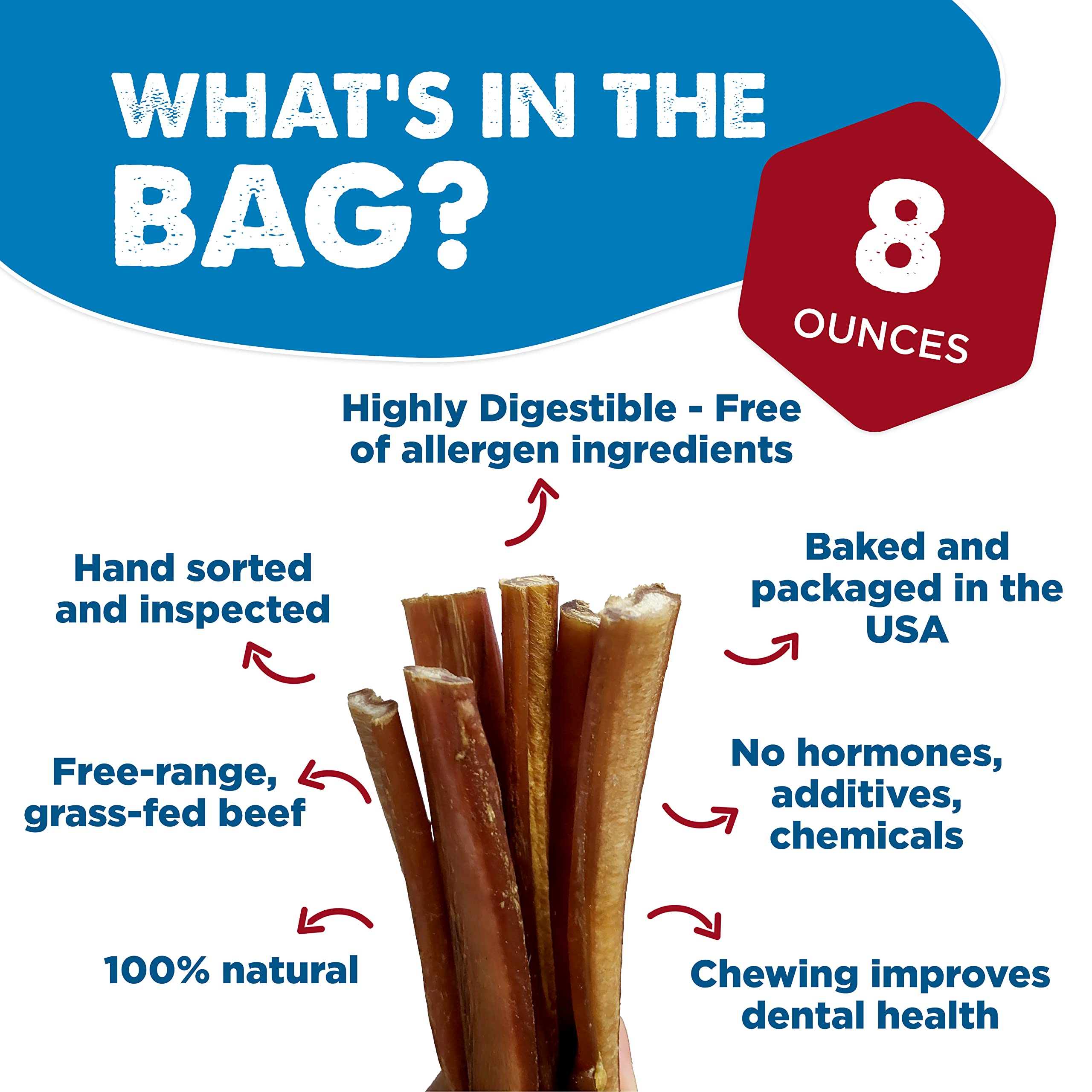 Best Bully Sticks Junior 2-4 Inch for Dogs - 8 oz (Single Pack) - Natural, Grain-Free and Rawhide-Free, for Small Breeds