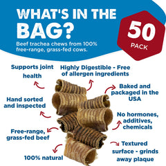 Tráquea de res 3 pulgadas de Best Bully Sticks, snack dental para perros