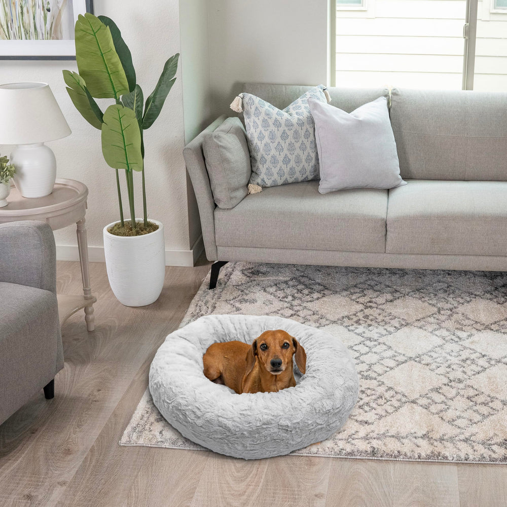 Best Friends by Sheri cama donut gris, opciones Lux y Shag para climas variados