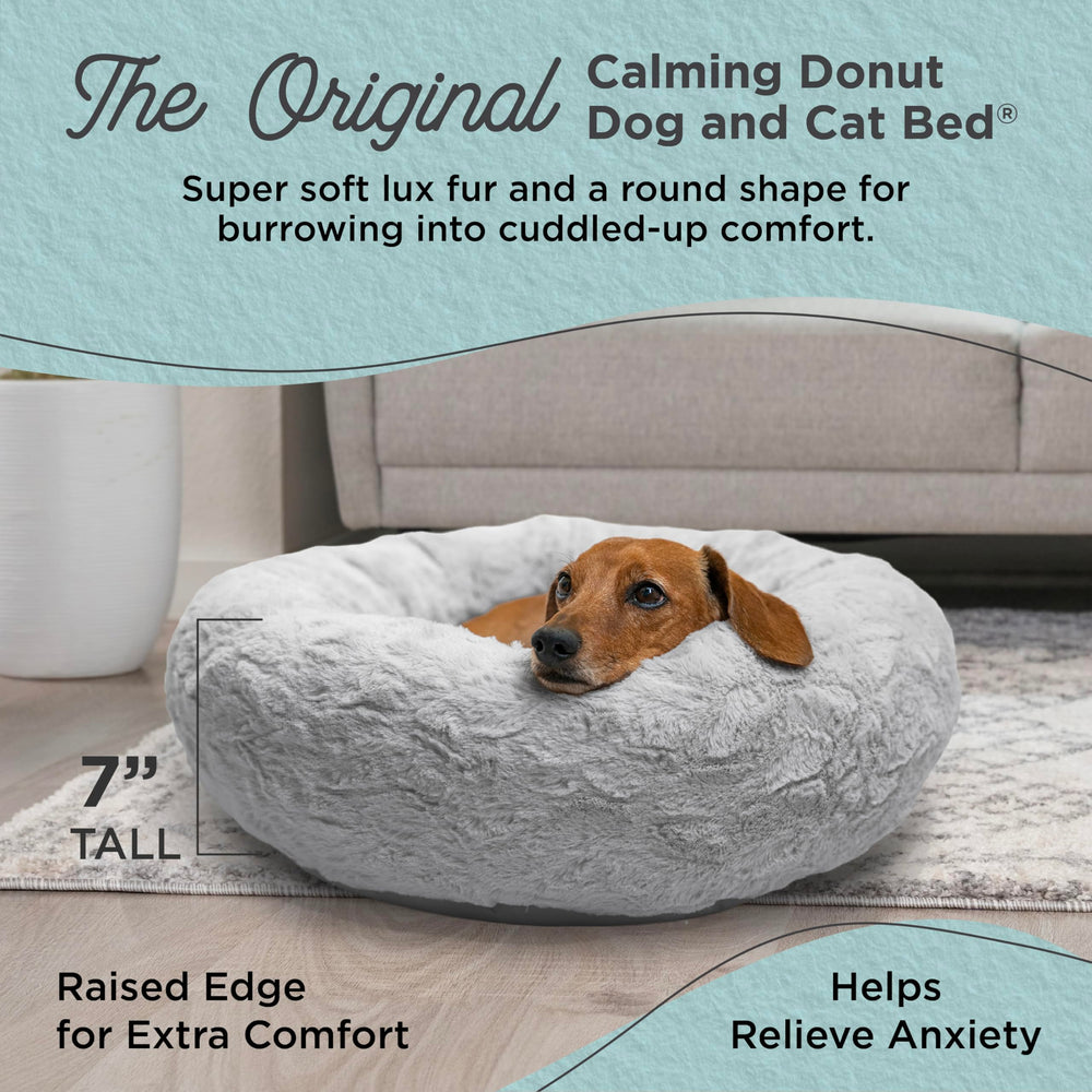 Best Friends by Sheri cama donut gris, pelaje de lujo para calor suave