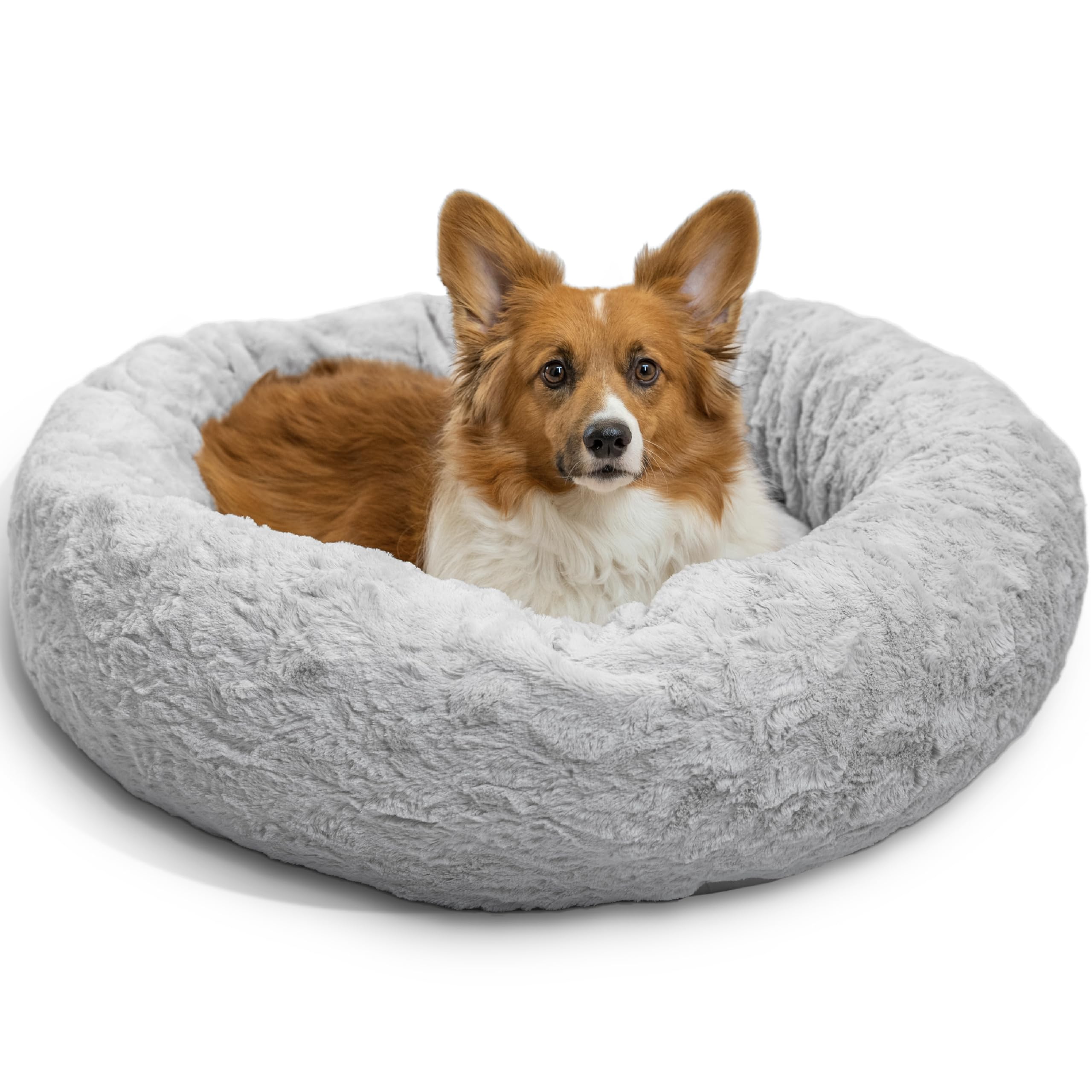 Best Friends de Sheri cama donut calmante gris para siestas reconfortantes.