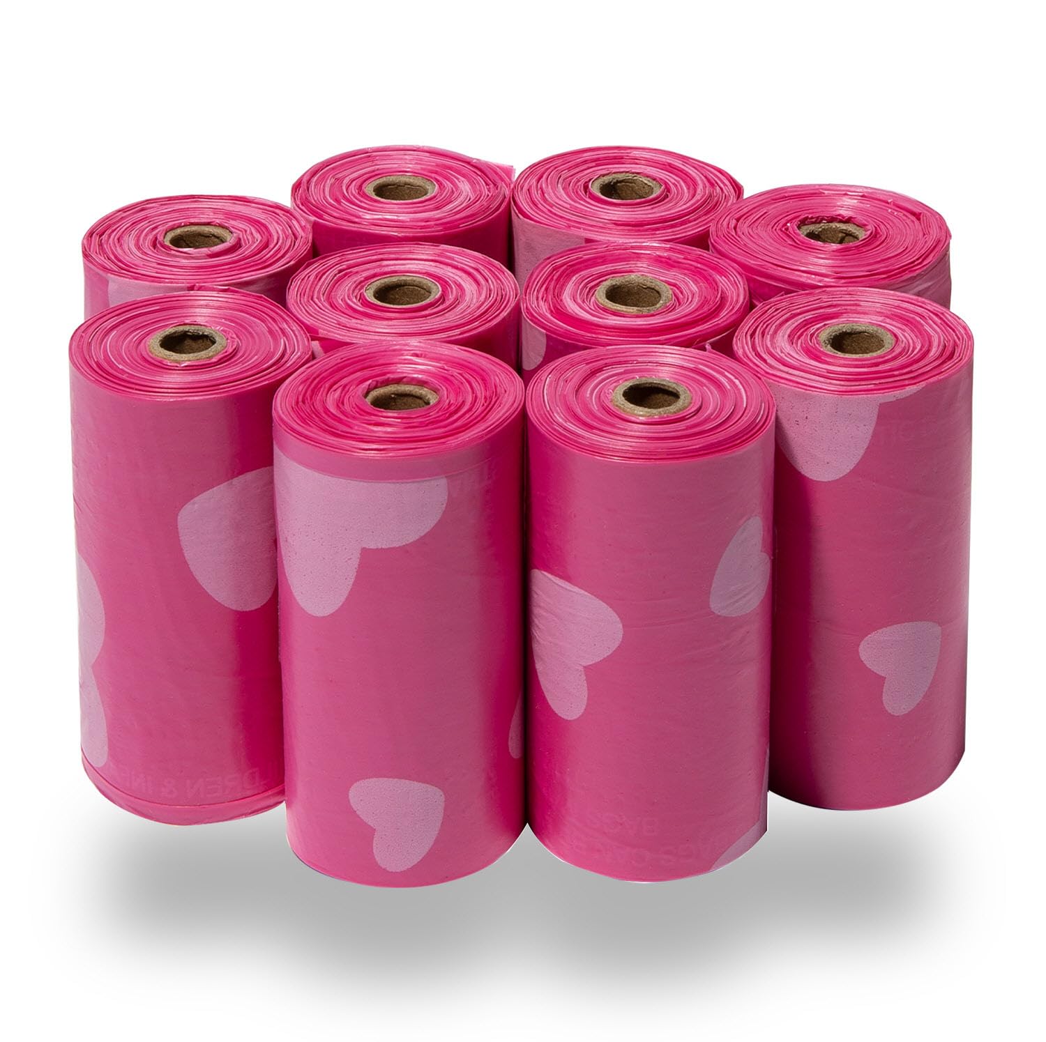 Bolsas Best Pet Supplies para perro, rosa con corazón, ideal para recoger heces durante paseos.