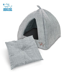 Best Pet Supplies cama gato cueva interior gris, privacidad para mascotas pequeñas.