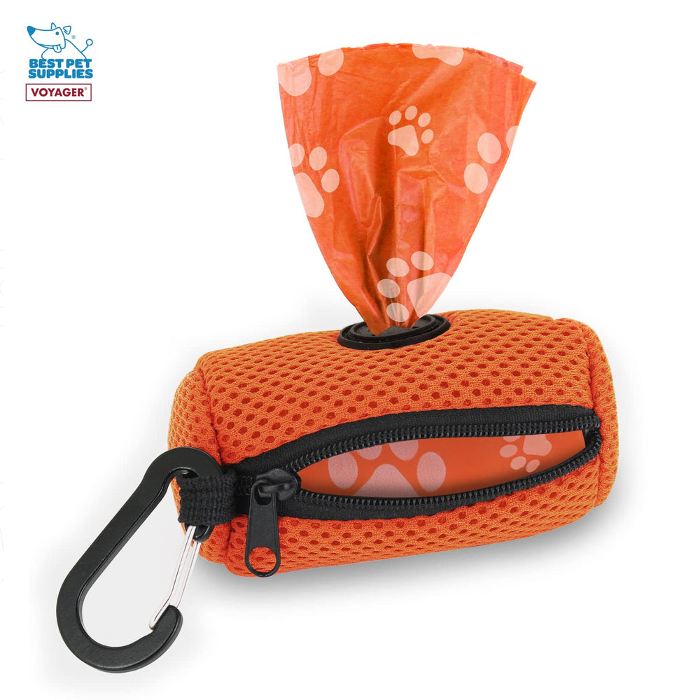 Best Pet Supplies dispensador-malla-naranja-para-caca-perro, fácil acceso durante caminatas