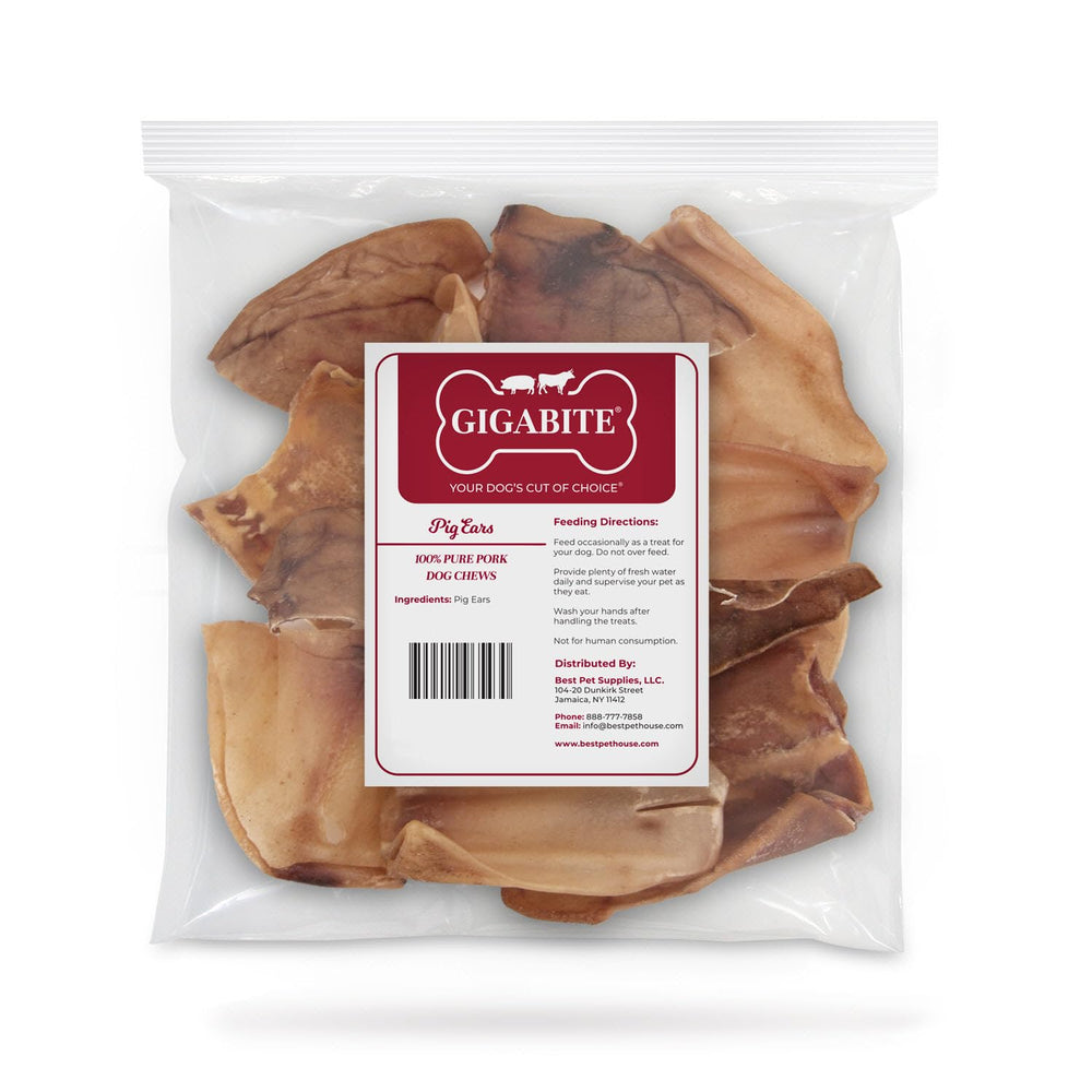 Best Pet Supplies Gigabite orejas de puerco entera para perros grandes, masticación natural