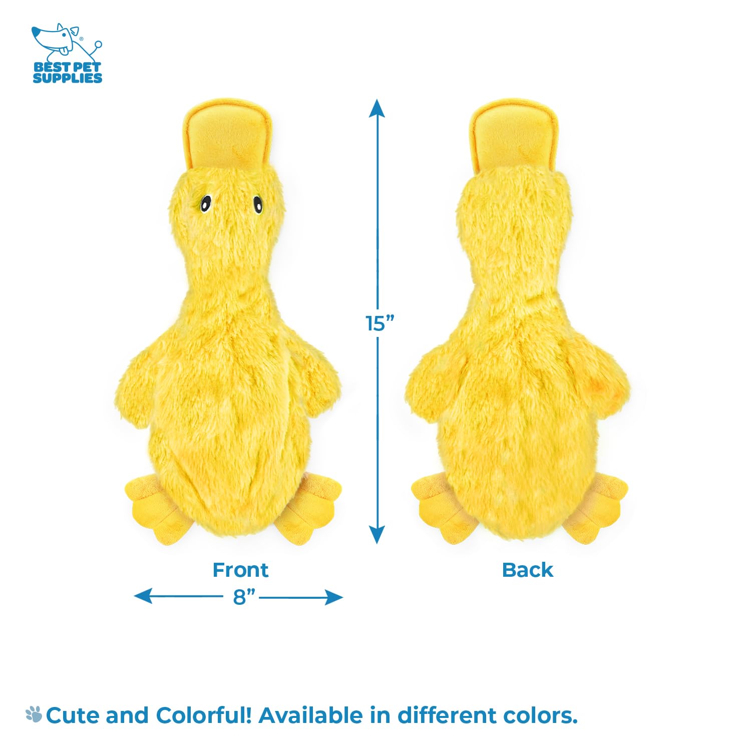 Best Pet Supplies juguete pato crujiente amarillo detalle costuras reforzadas para masticadores