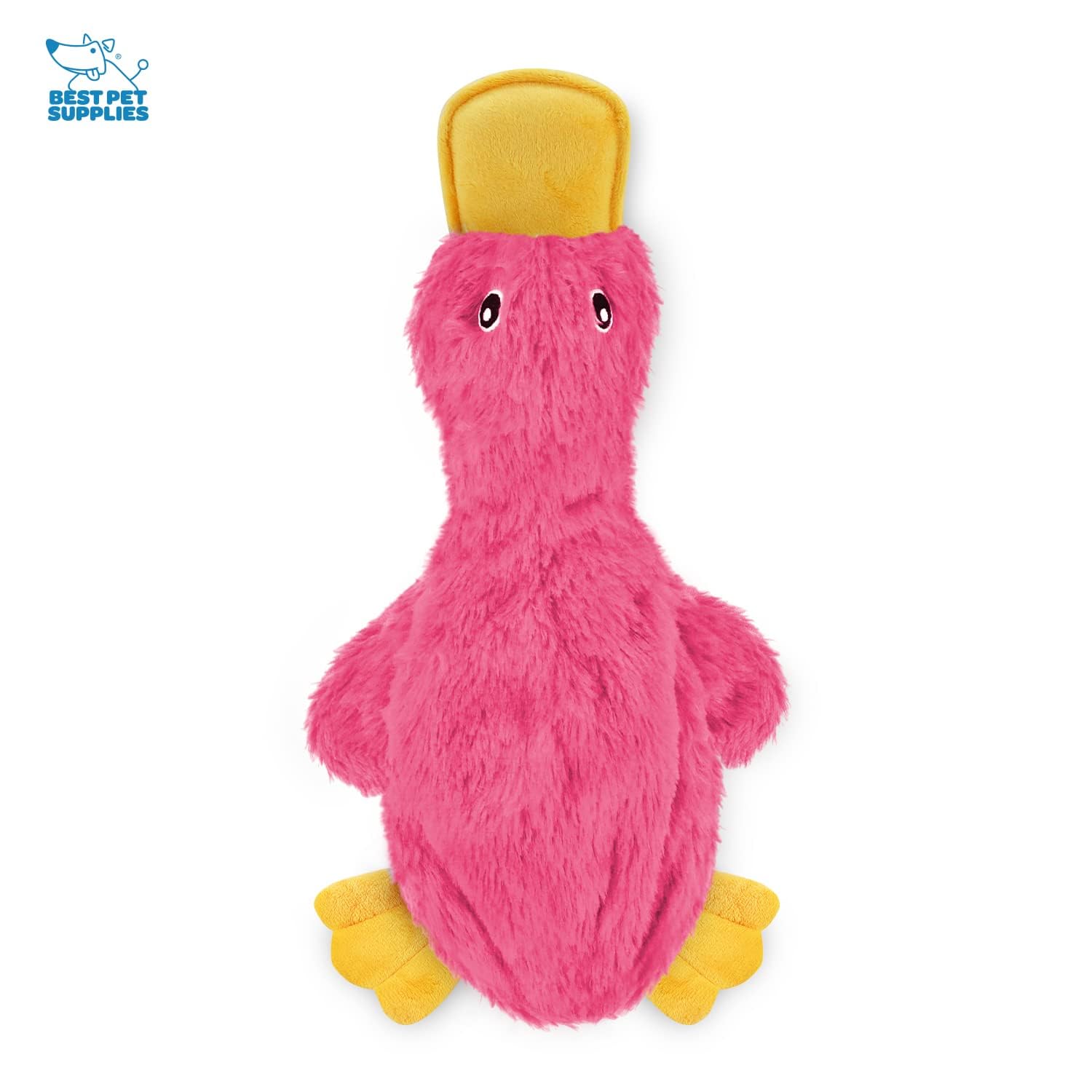 Best Pet Supplies pato crujiente interactivo rosa frente, ideal para perros activos