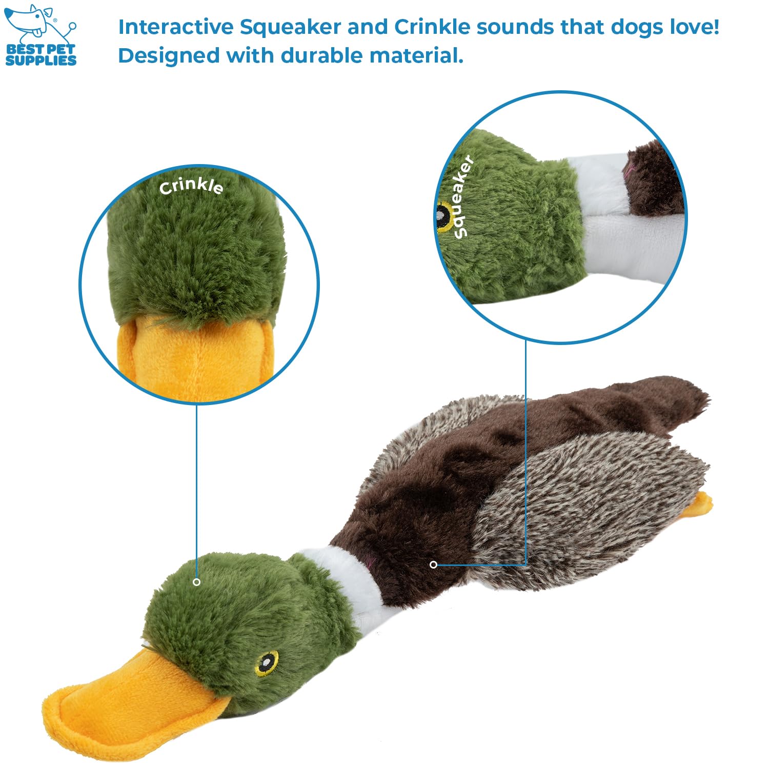 Best Pet Supplies Peluche Duradero, diseñado para perros activos con mordidas suaves.