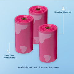 Rollo de bolsas Best Pet Supplies para caca de perro en rosa, fácil de llevar