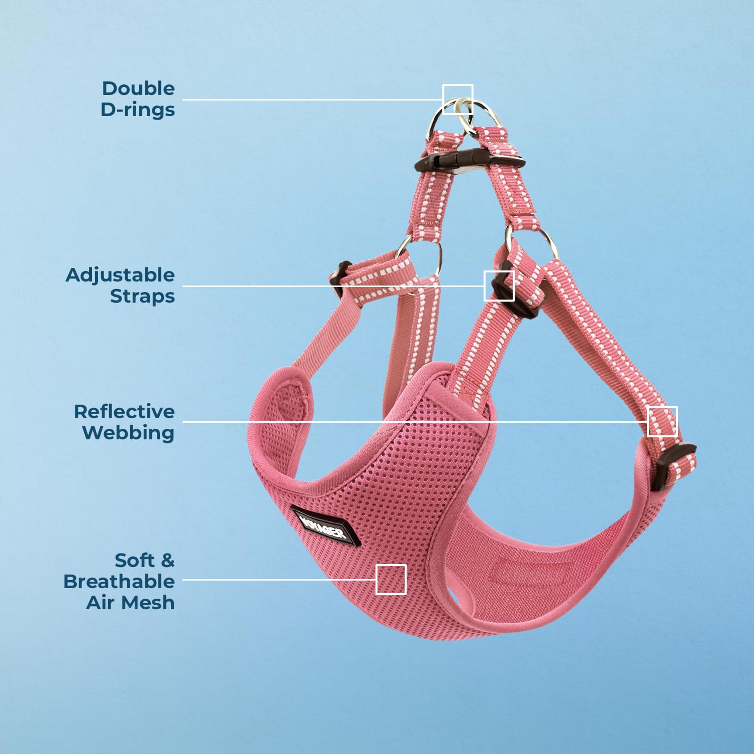 Best Pet Supplies Voyager arnés rosa ajuste confort para un calce seguro