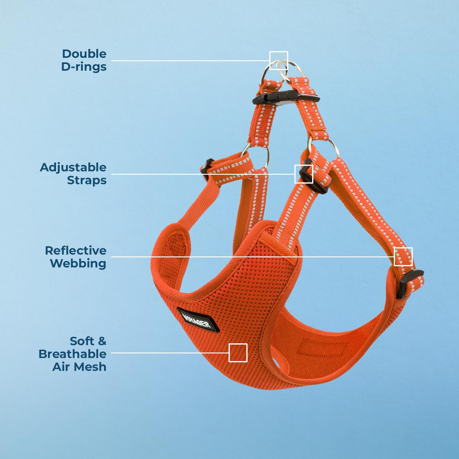 Best Pet Supplies Voyager diseño ergonómico naranja para paseo cómodo