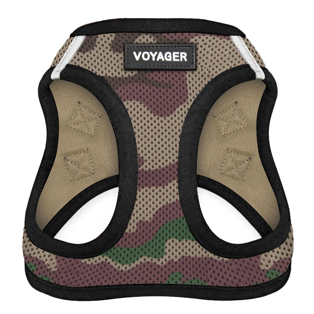 Arnés Voyager de Best Pet Supplies con malla aire verde militar, ideal para paseos cómodos