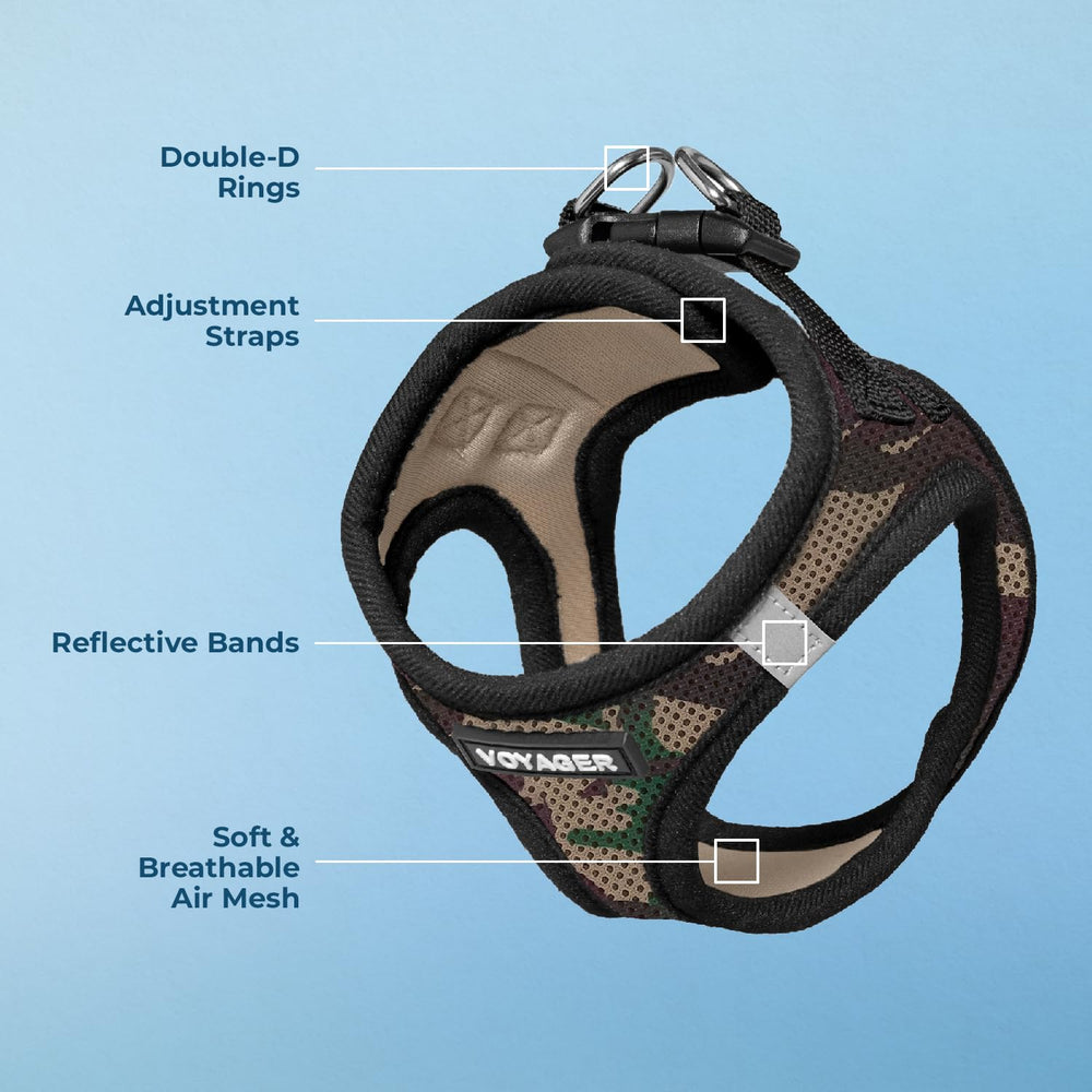 Harnais Voyager Best Pet Supplies doubles D-rings, fixation robuste pendant les promenades.