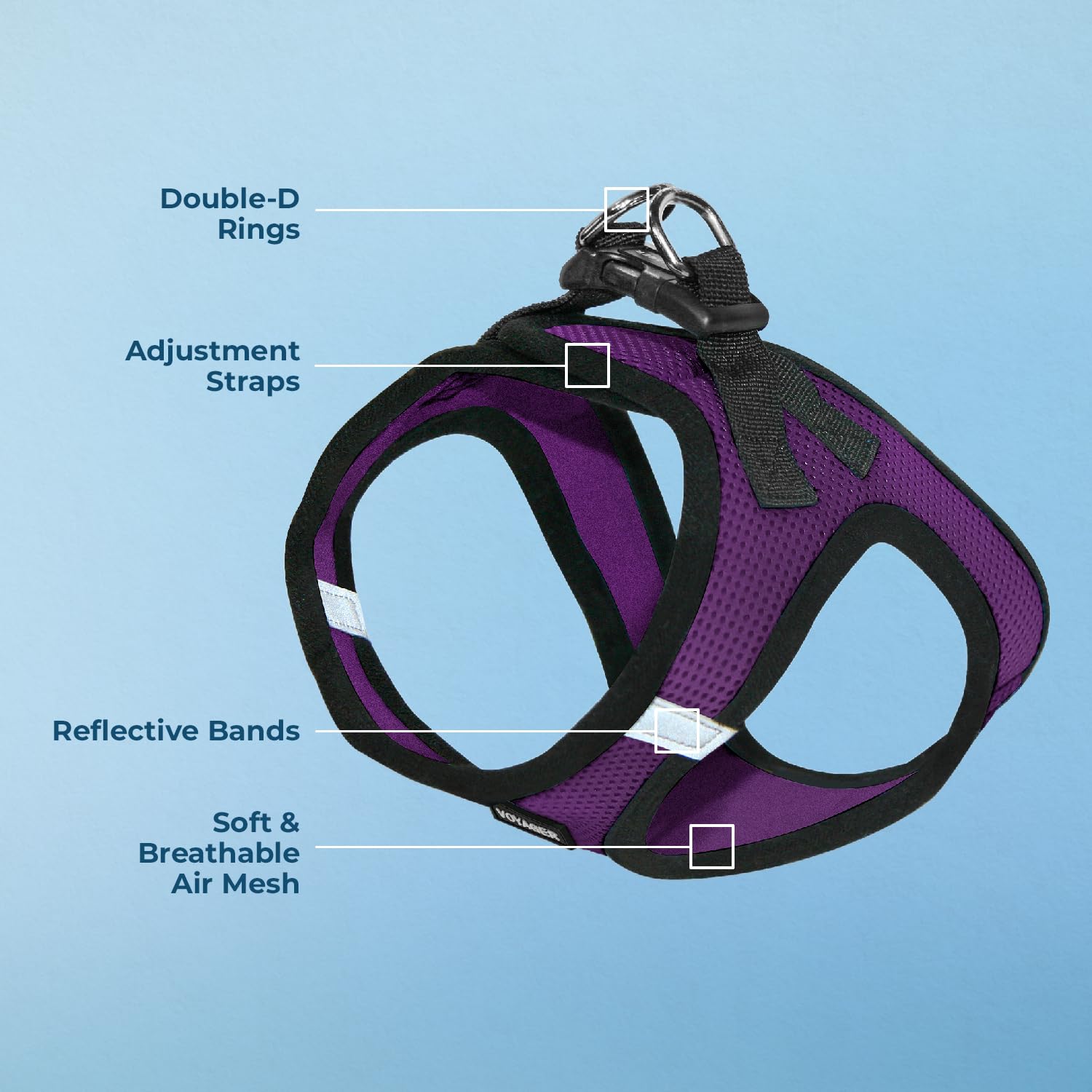 Best Pet Supplies Voyager Harnais Finition velcro et boucle pour sécurité.