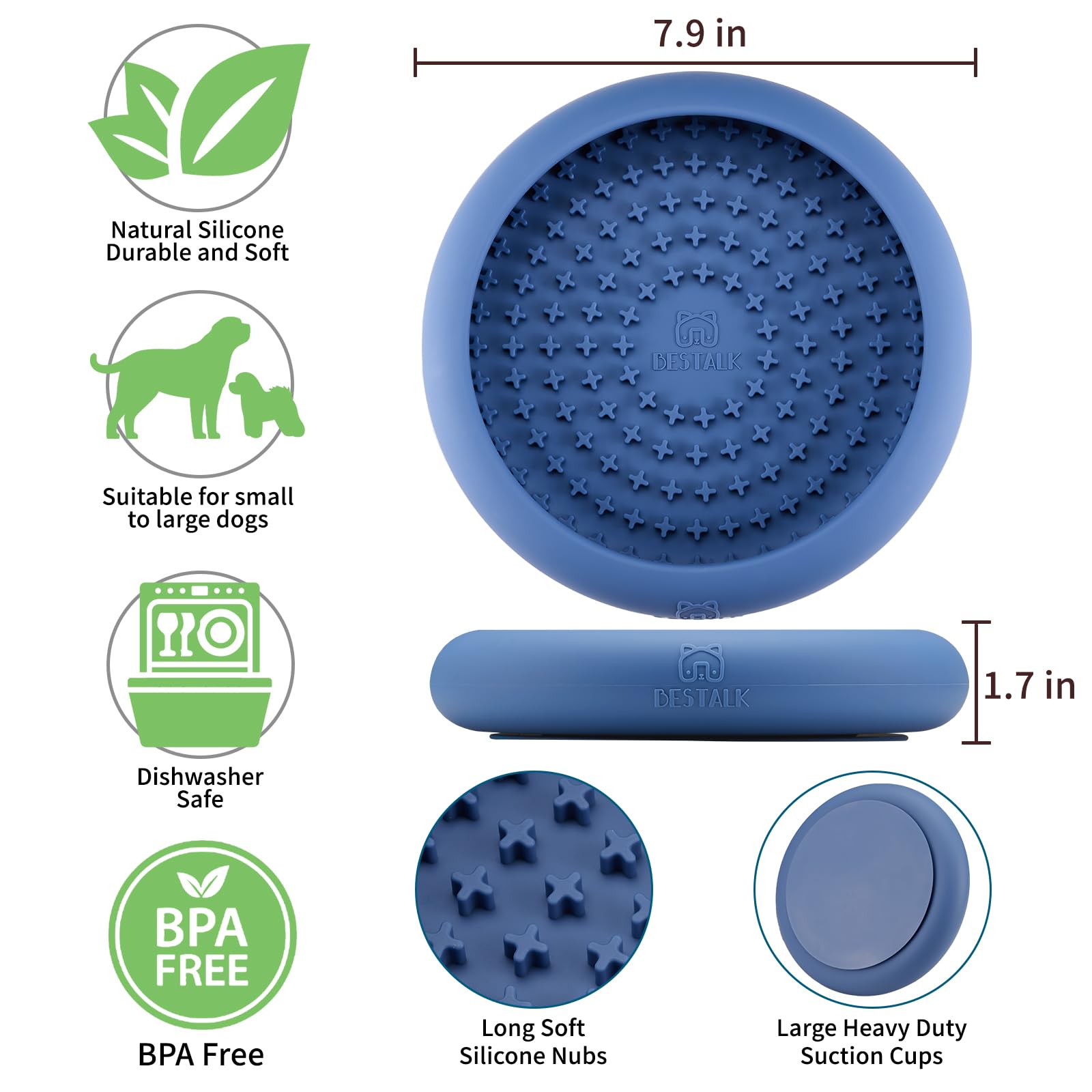 Bestalk silicona alimentaria sin BPA garantiza uso seguro para perros.