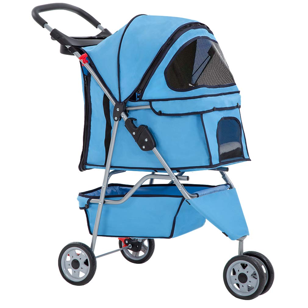 BestPet carrito 3 ruedas: malla transpirable para paseos cómodos