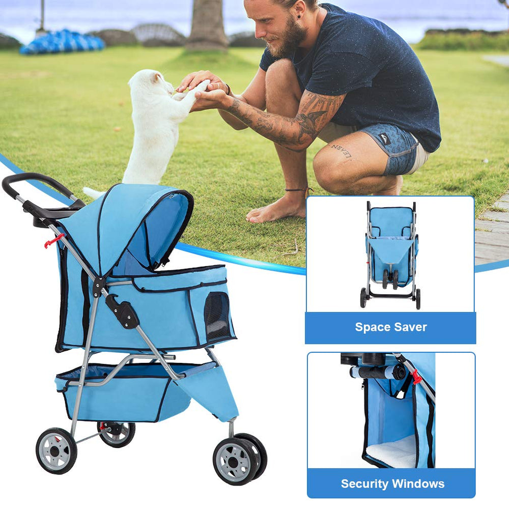 BestPet carrito 3 ruedas: ventana superior con capucha para visibilidad