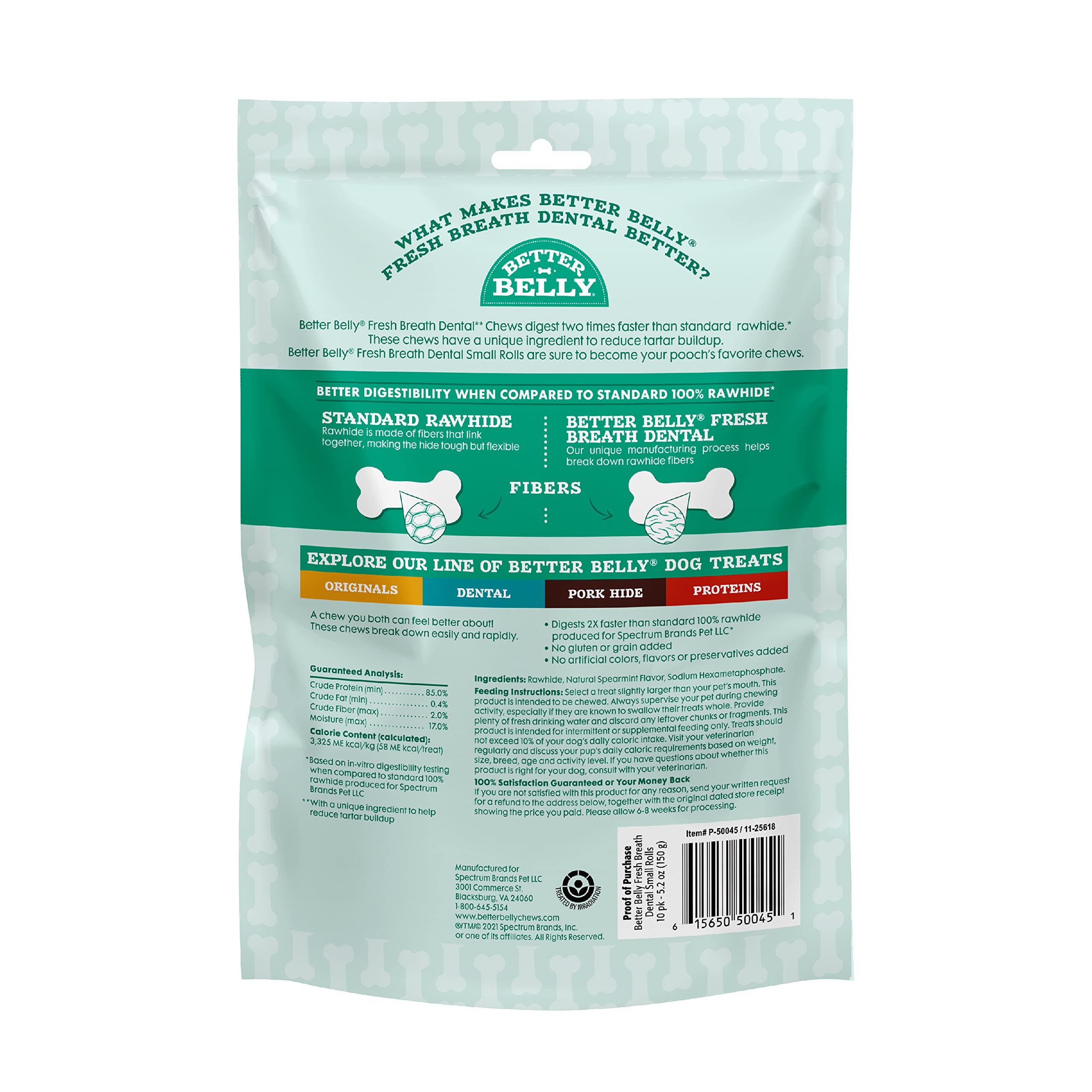 Rollos dentales de Better Belly para perros pequeños, ayudan a la higiene bucal durante la masticación
