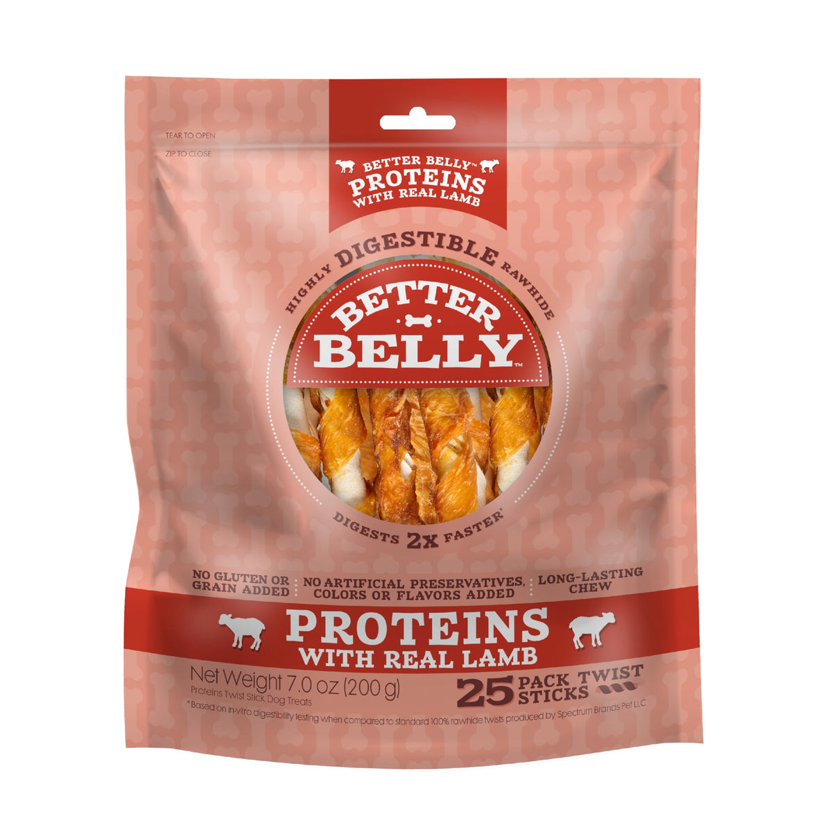 Better Belly Protéines torsades d'agneau – friandise digestible et savoureuse.