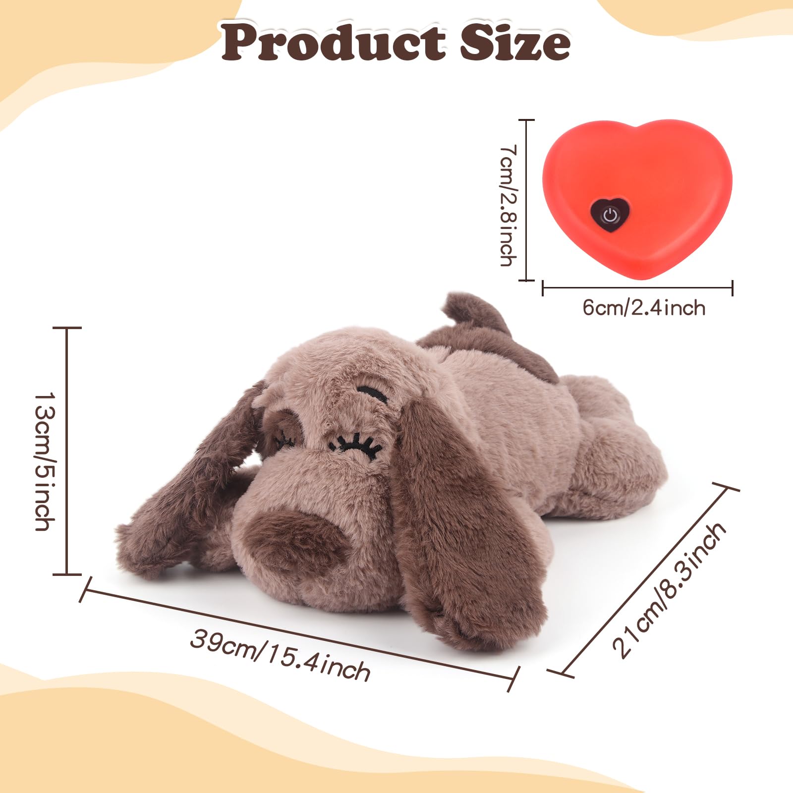 BEVERLYSHARK peluche suave con latido, ideal para cachorros durante entrenamiento.