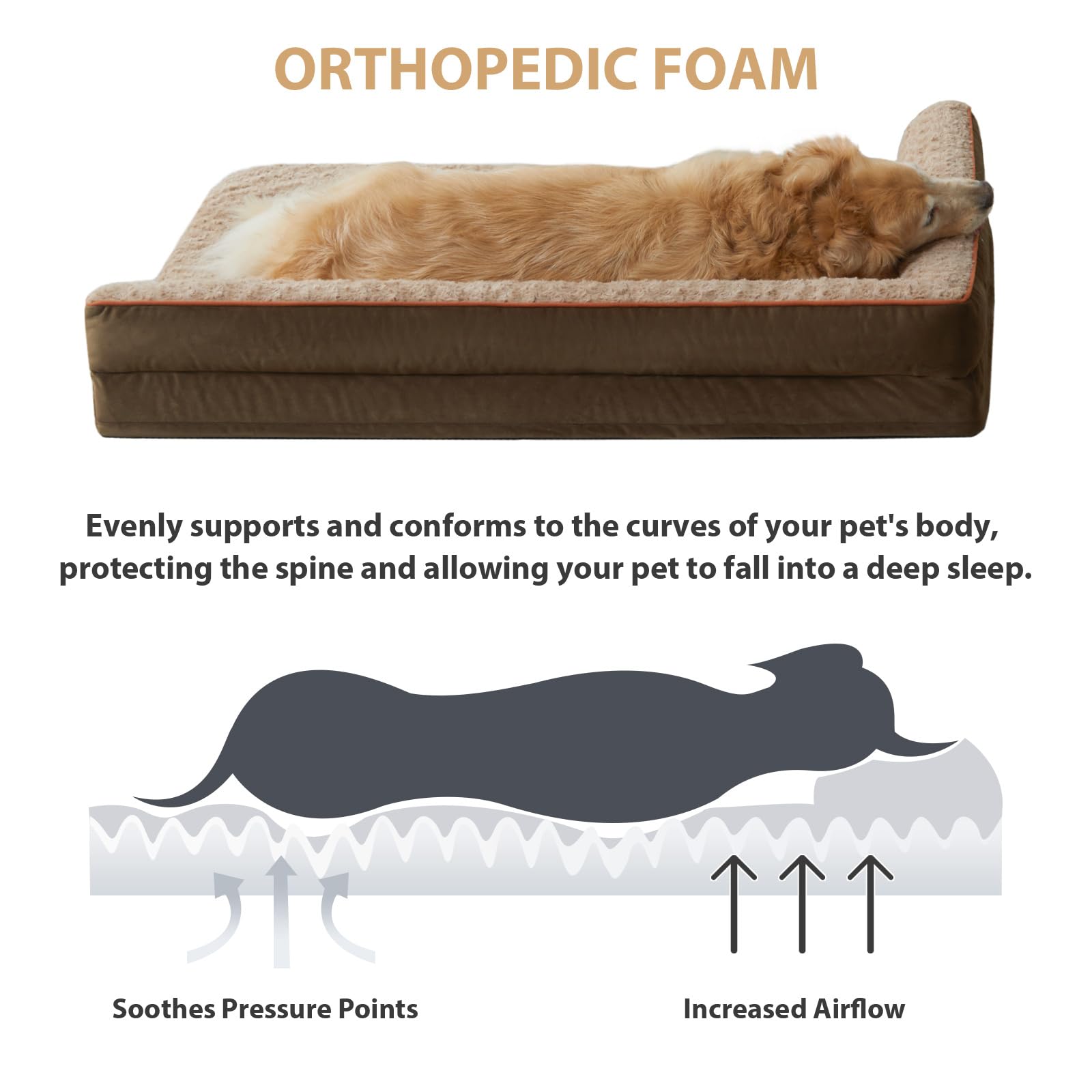 Funda lavable de la cama para perros grandes facilita la limpieza rápida.