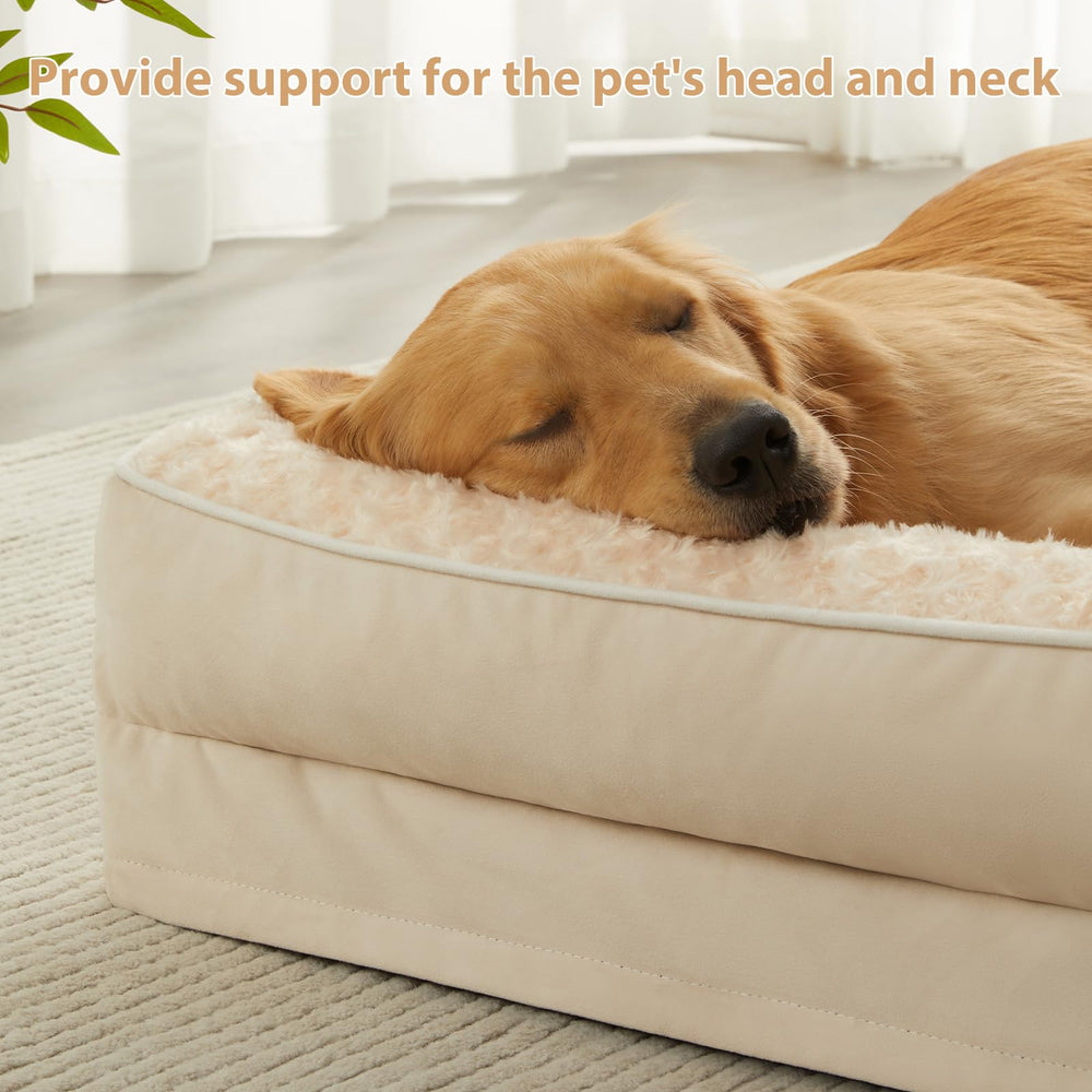 Cama para perros grandes BFPETHOME con diseño en L y apoyo para cabeza.
