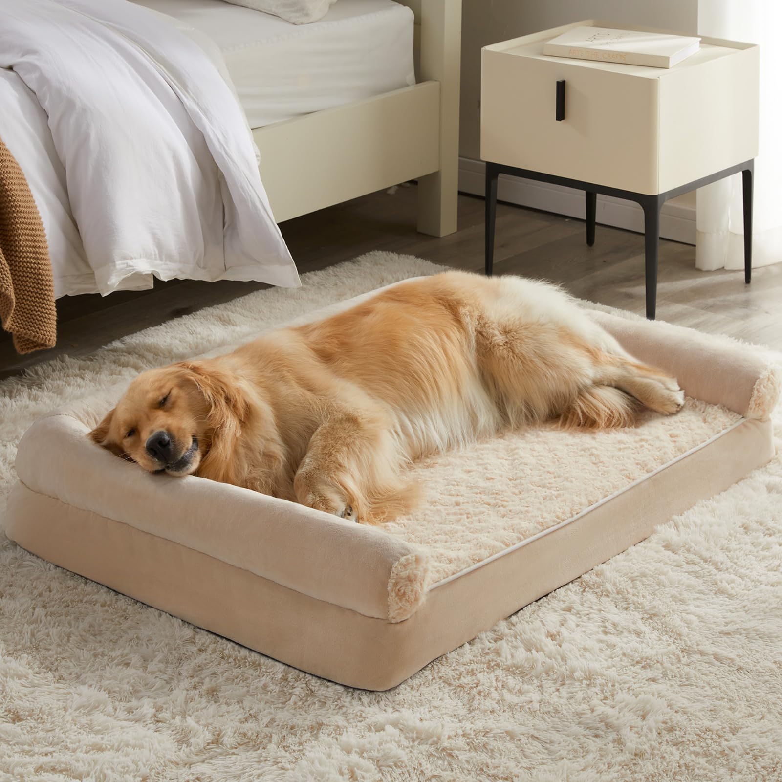 Cama ortopédica BFPETHOME para perros grandes con soporte estable.