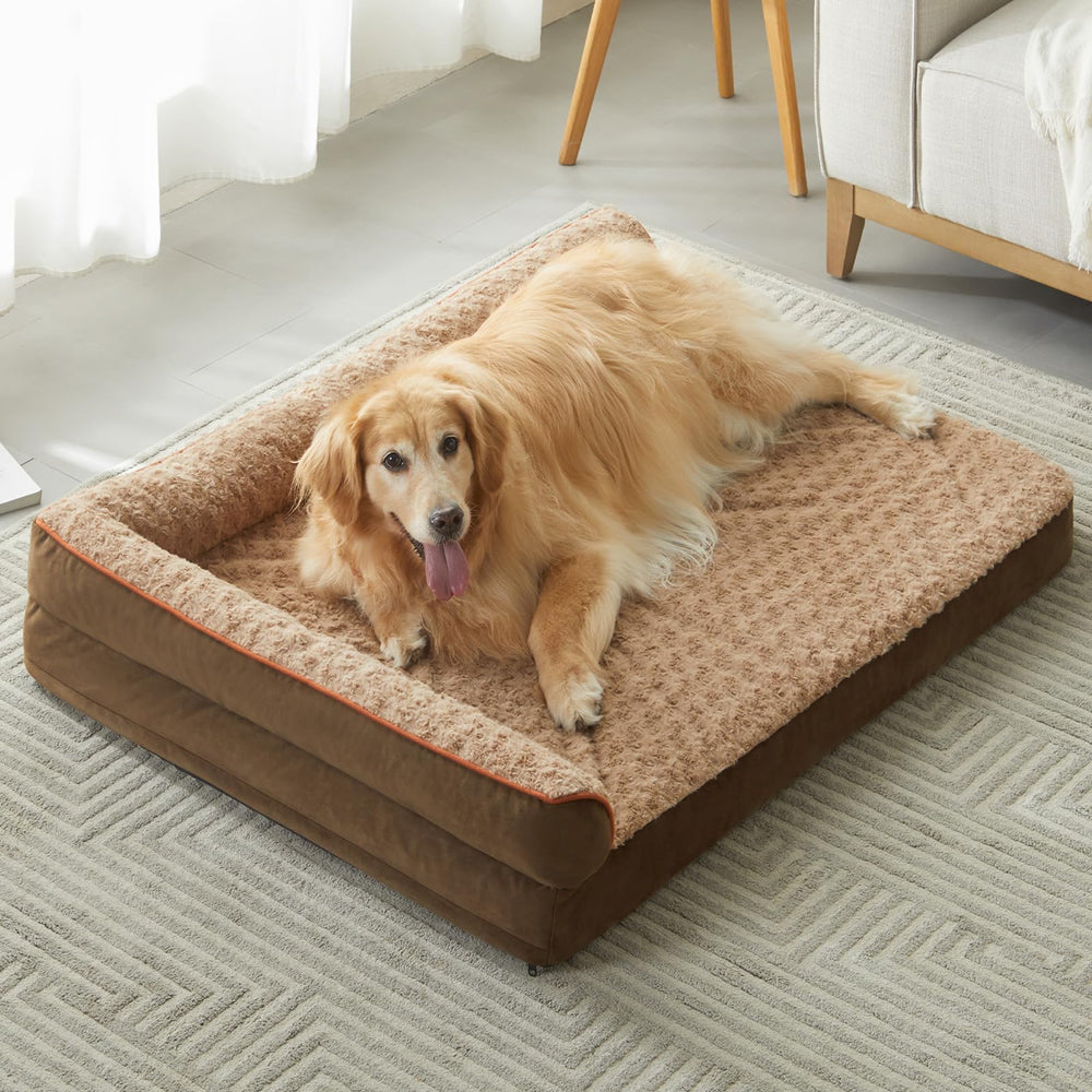 Cama ortopédica BFPETHOME para perros grandes con espuma huevo y soporte cómodo.