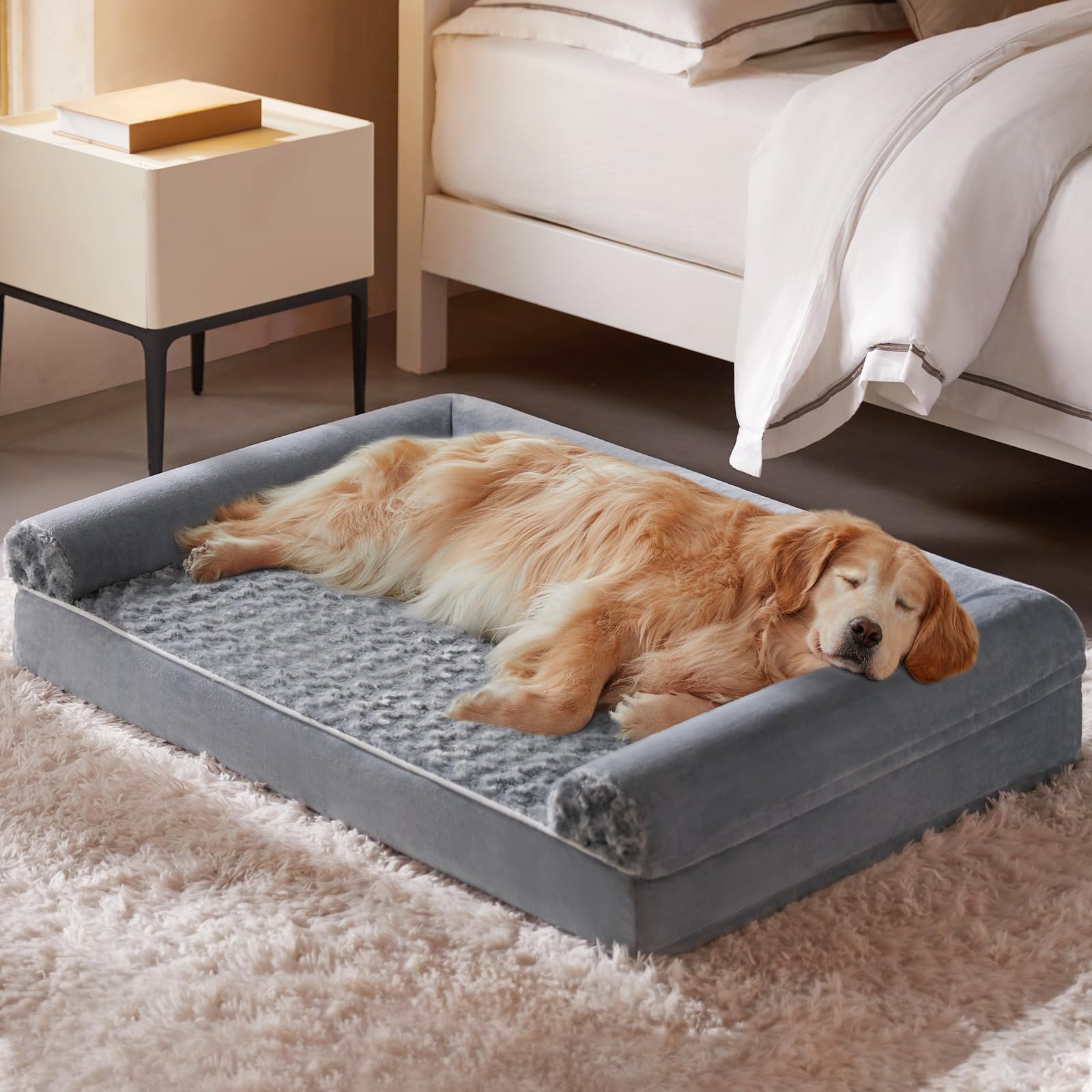 Cama ortopédica para perros grandes con espuma de alta densidad para comodidad diaria.
