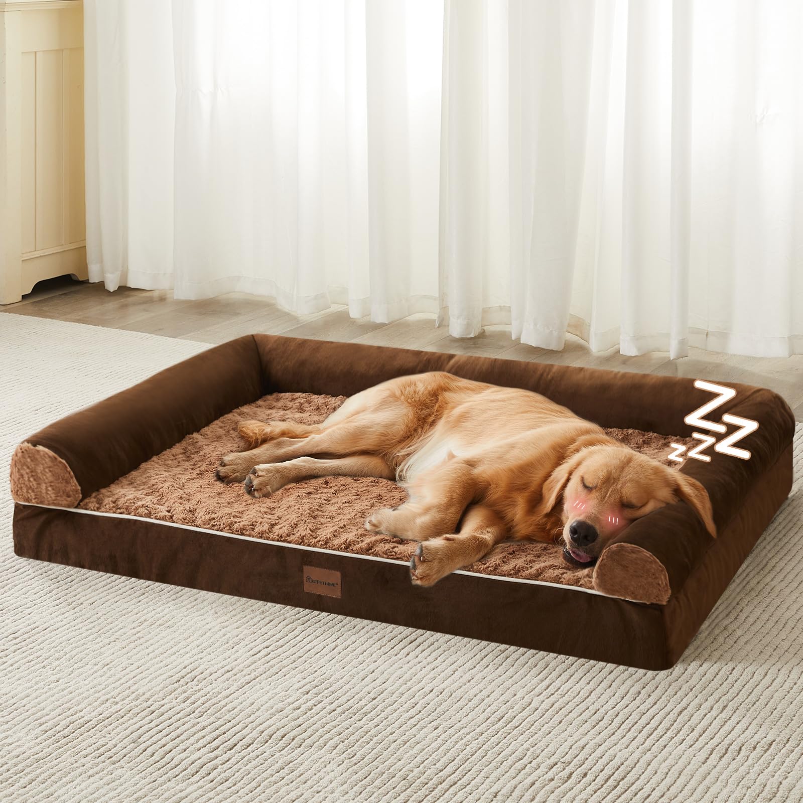 Cama ortopédica BFPETHOME para perros grandes con espuma de alta densidad.