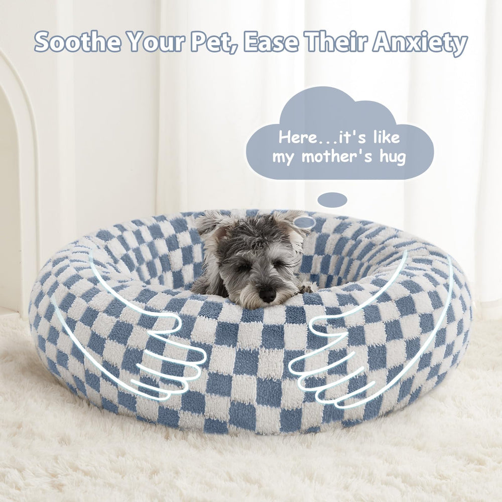 Cama rosquilla BFPETHOME apta para interiores, ideal para gatos o perros pequeños.