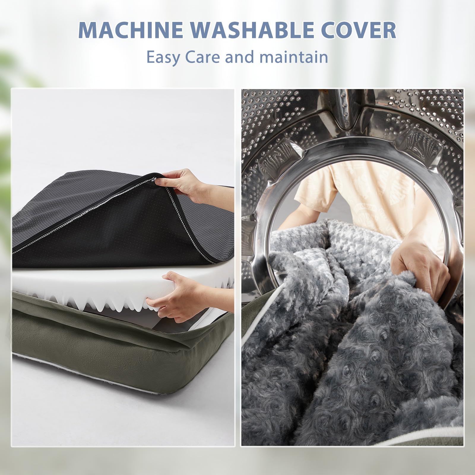Funda desmontable y lavable con cierre para fácil limpieza