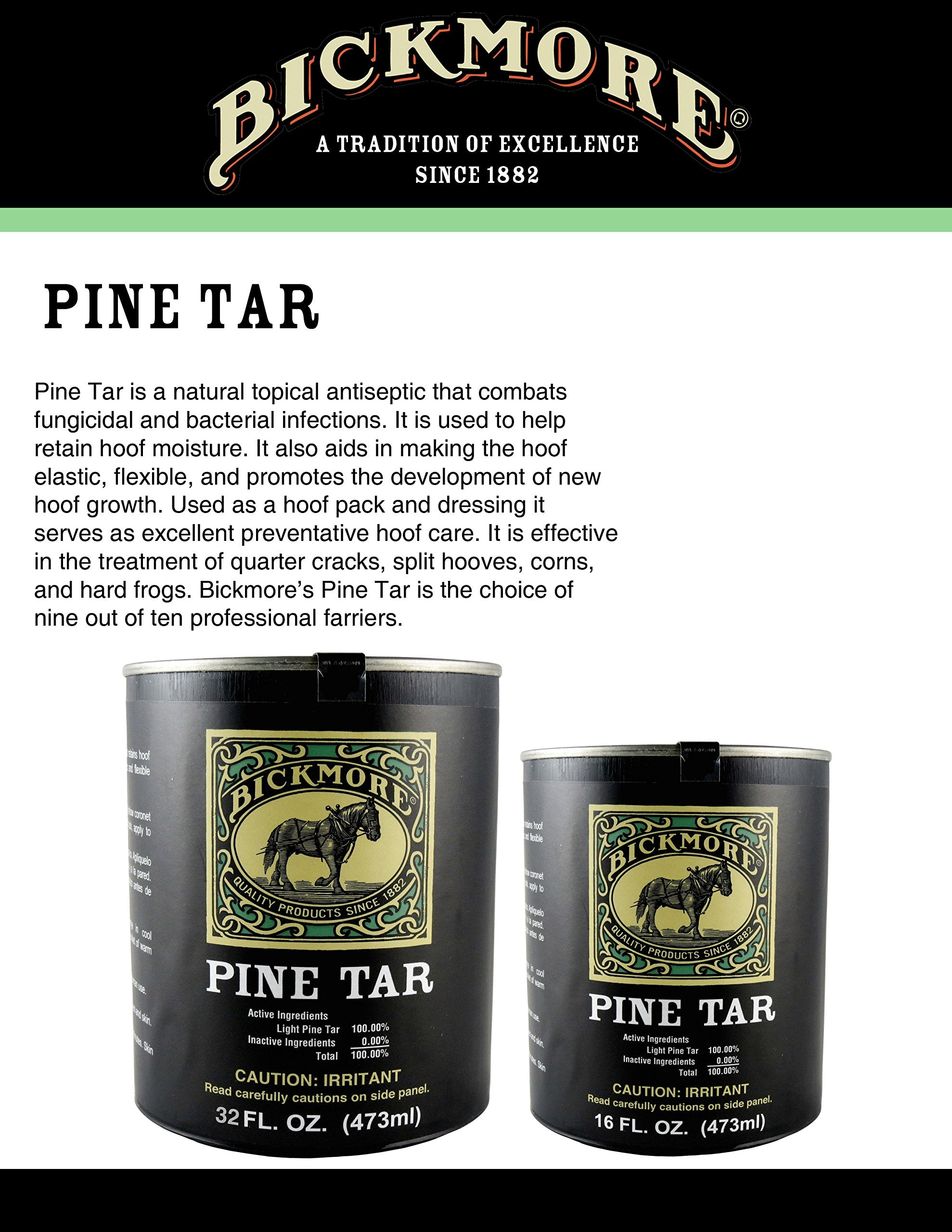 Bickmore Pine Tar aplicado para mejorar la humedad y elasticidad del casco