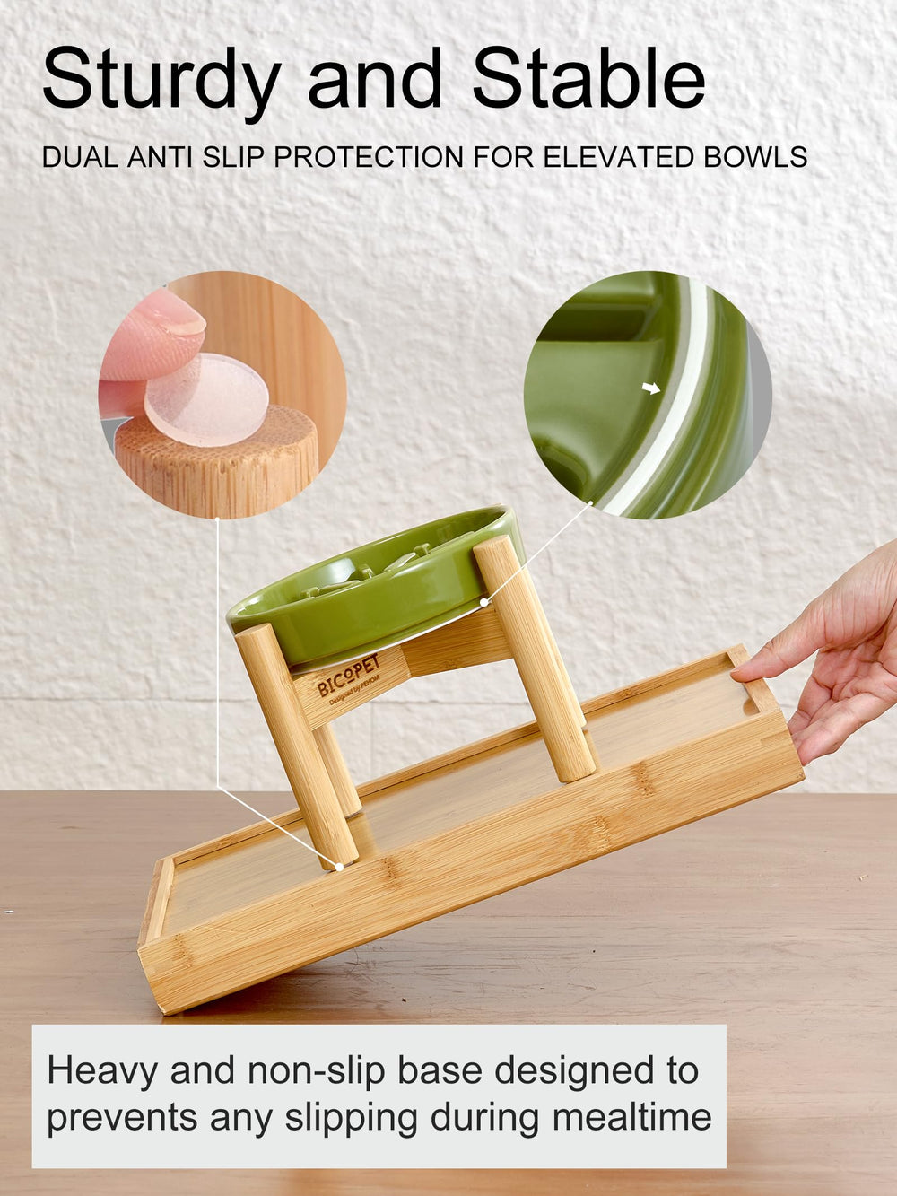 BICOPET soporte de bambú elevado para una posición de comida estable