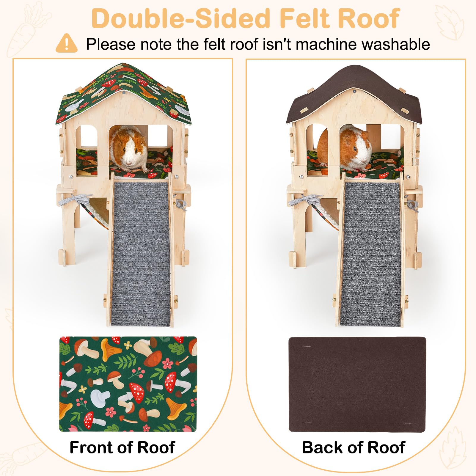 Bienbee techo de fieltro reversible para cobaya